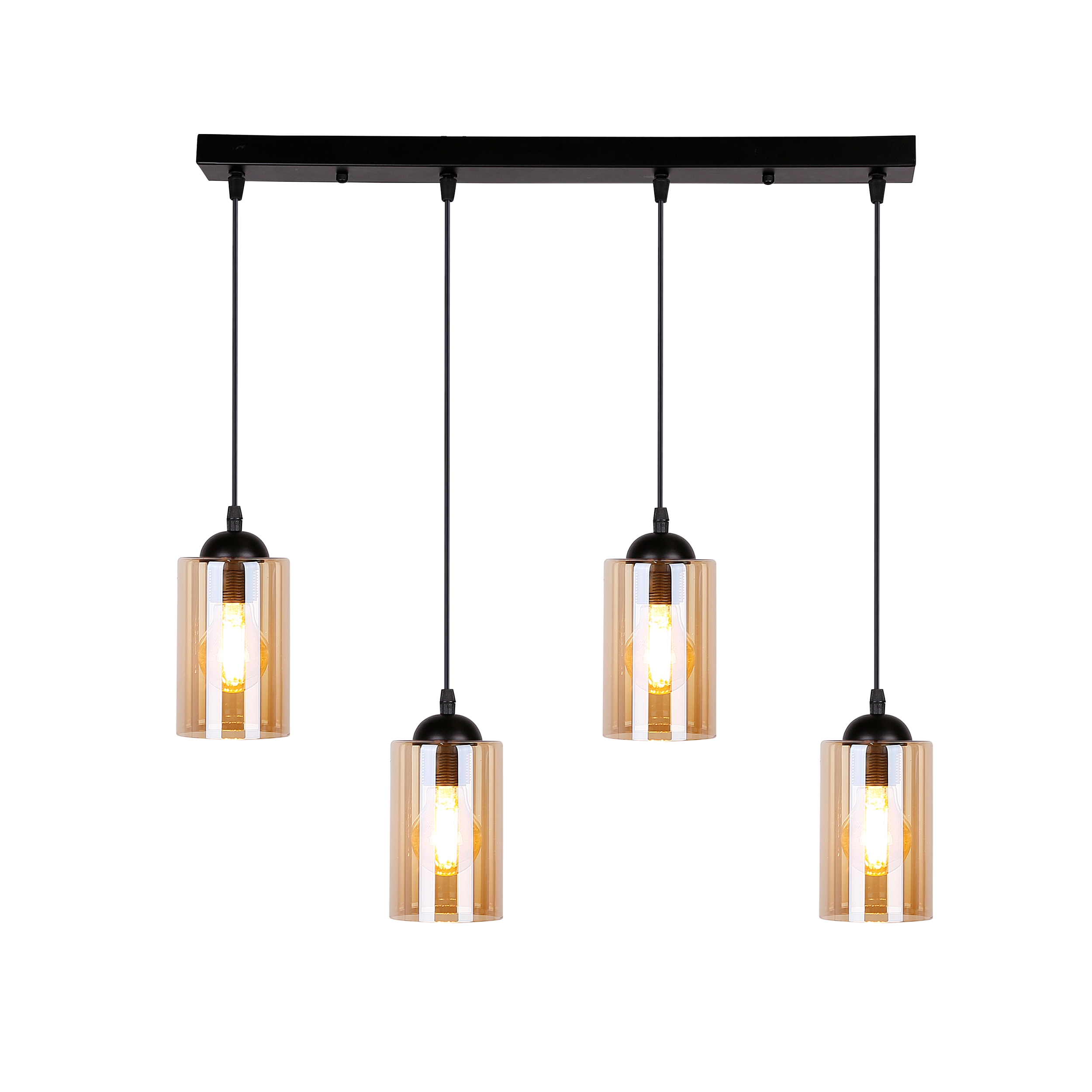 Bistro lampa wisząca czarny 4x40w e27 klosz brązowy - obrazek 5