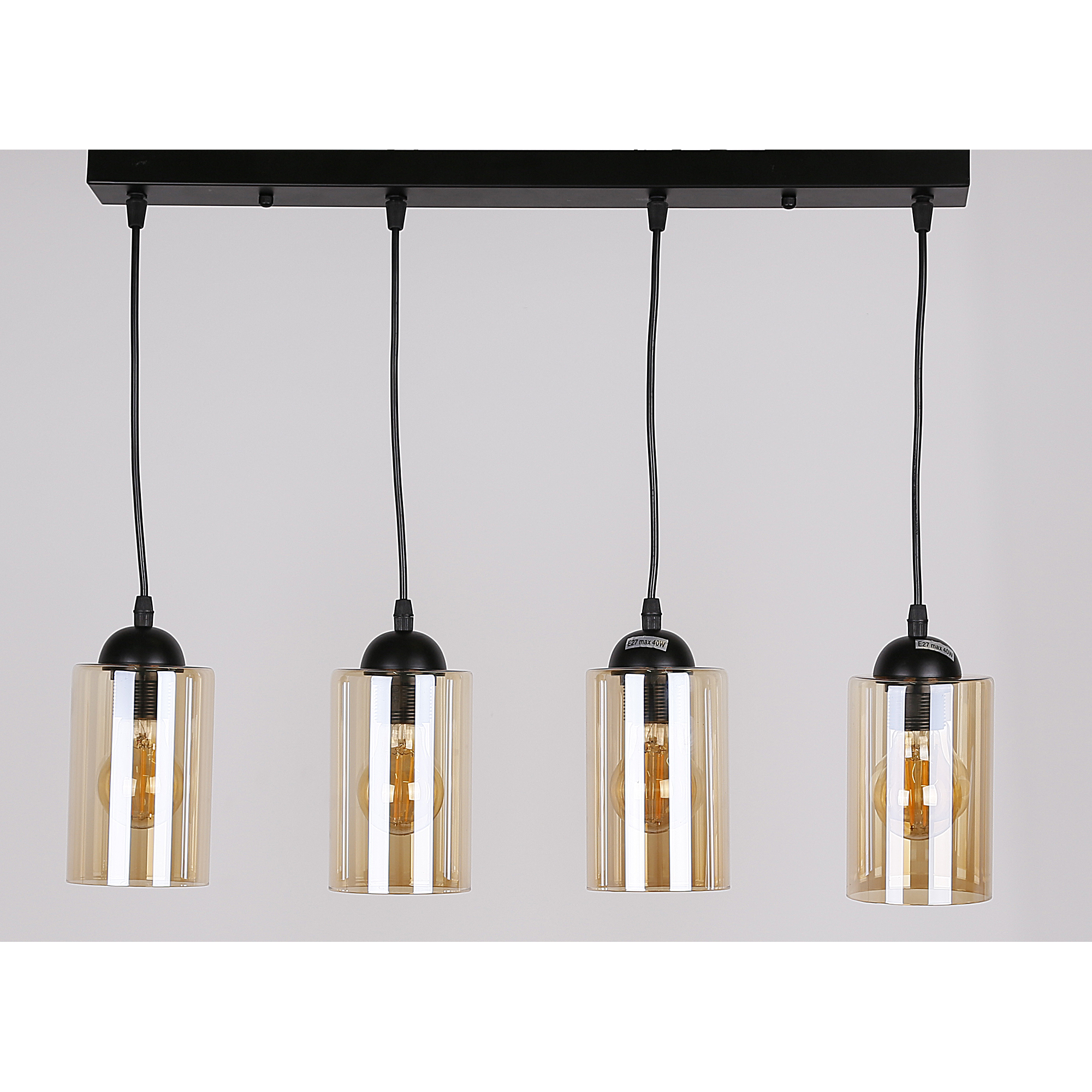 Bistro lampa wisząca czarny 4x40w e27 klosz brązowy - obrazek 6