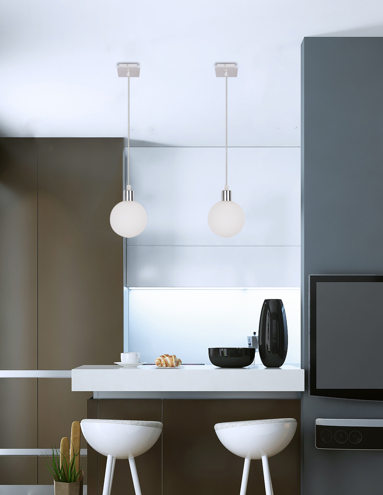 Oden lampa wisząca chromowy 1x40w g9 klosz biały 12cm - obrazek 3