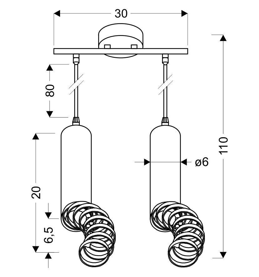 TUBA LAMPA WISZĄCA 2X50W GU10 6/30 CZARNY - obrazek 4