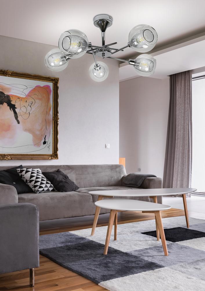 OZZO LAMPA WISZĄCA 5X40W E14 CHROM KLOSZ BEZBARWNY - obrazek 5