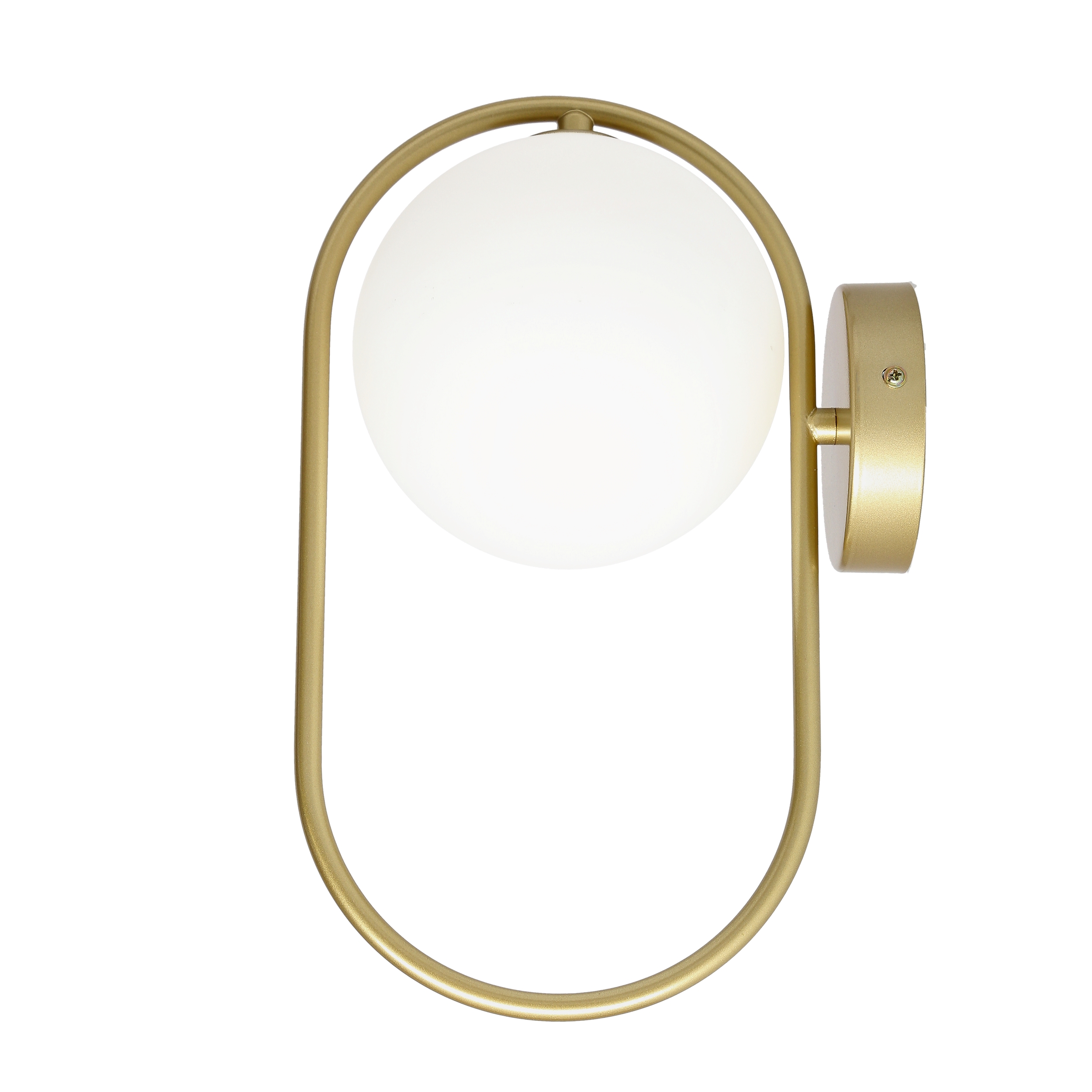 Kinkiet ścienny CORDEL elegancki – złoty mosiądzowany ring z mlecznym kloszem kulką - elegancka lampa ścienna G9 LED - obrazek 13