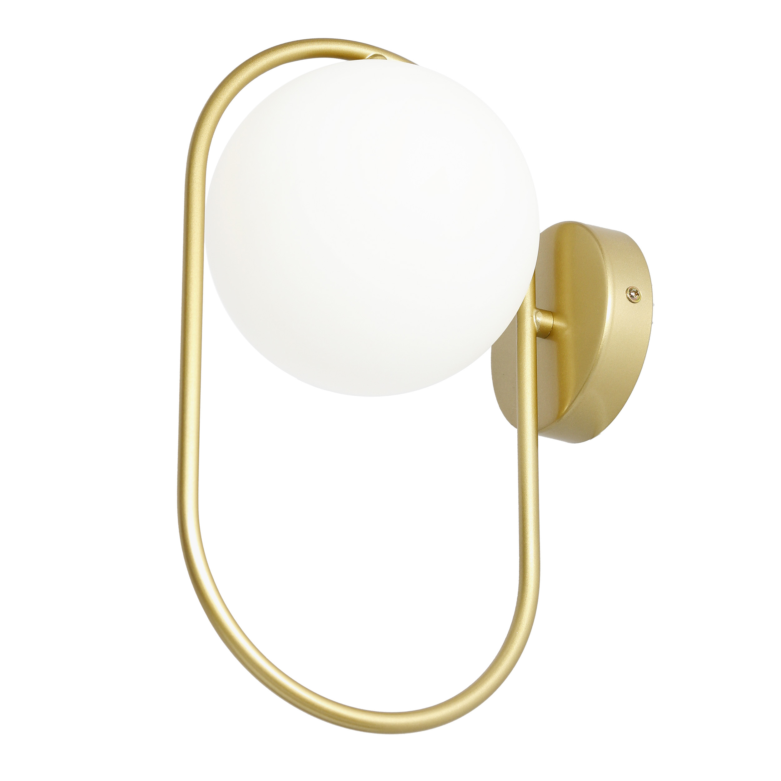 Kinkiet ścienny CORDEL elegancki – złoty mosiądzowany ring z mlecznym kloszem kulką - elegancka lampa ścienna G9 LED - obrazek 19