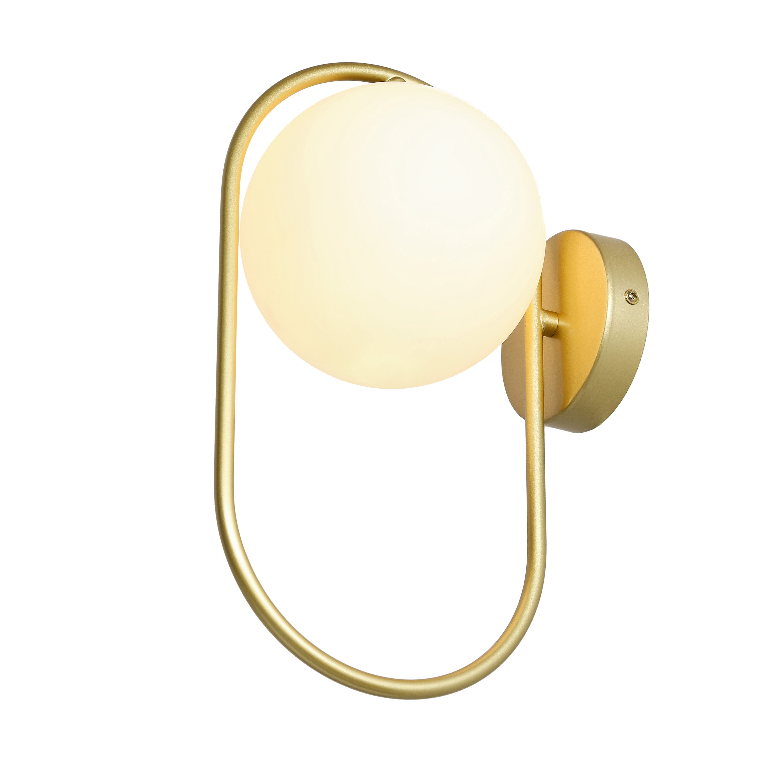 Kinkiet ścienny CORDEL elegancki – złoty mosiądzowany ring z mlecznym kloszem kulką - elegancka lampa ścienna G9 LED - obrazek 20