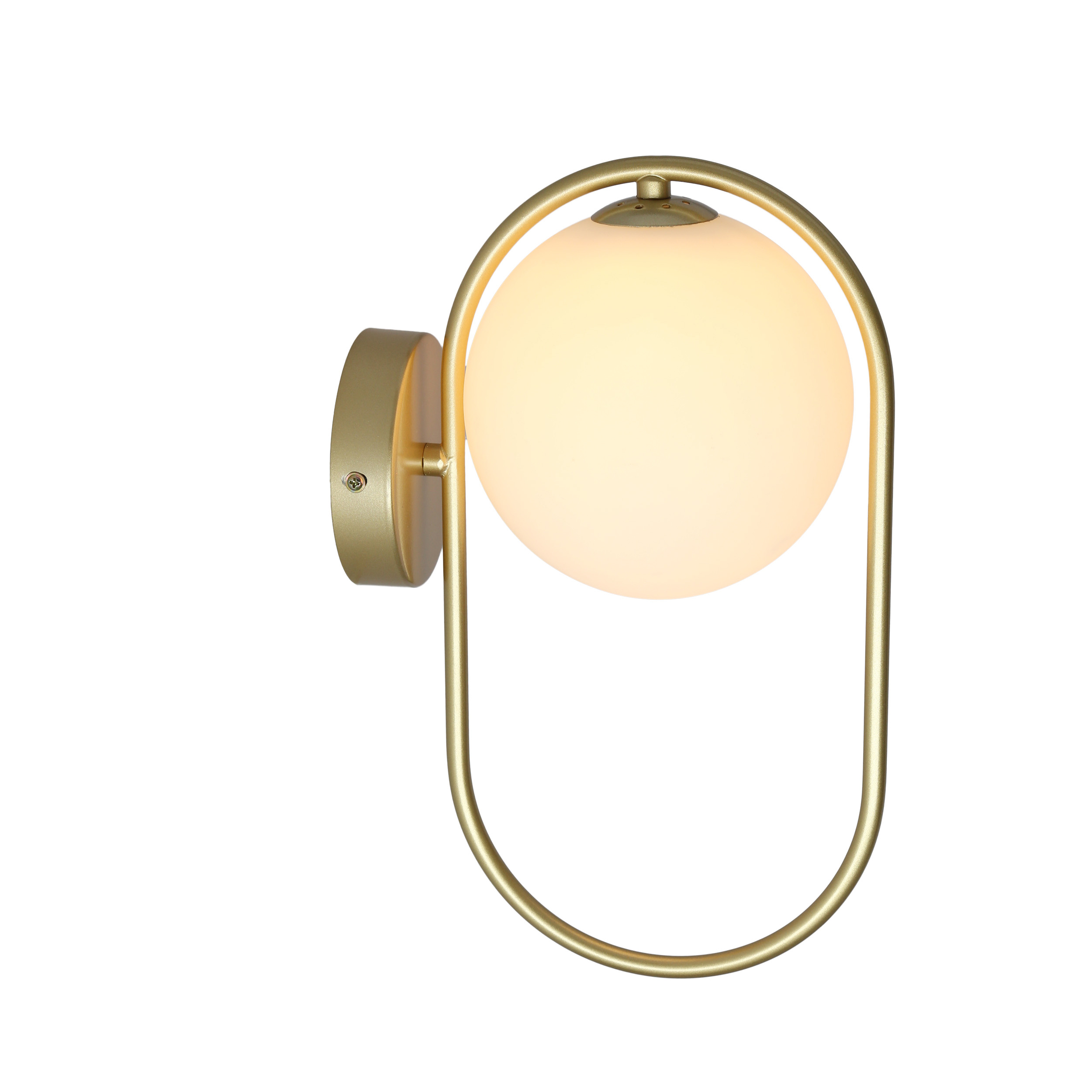 Kinkiet ścienny CORDEL elegancki – złoty mosiądzowany ring z mlecznym kloszem kulką - elegancka lampa ścienna G9 LED - obrazek 21