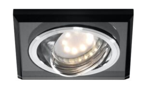 SSU-13 CH/BK MR16 CHROM oczko sufitowe lampa sufitowa UCHYLNA KWADRATOWA SZKŁO CZARNE