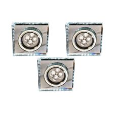 ZESTAW TRZECH OPRAW SS-22 CH/TR+WH GU10 50W+LED SMD 230V BIAŁY 2,1W CHROM OPR. STROP. STAŁA KWADRATOWA SZKŁO TRANSPARENTNE