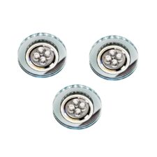 ZESTAW TRZECH OPRAW SS-23 CH/TR+WH GU10 50W+LED SMD 230V BIAŁY 2,1W CHROM OPR. STROP. STAŁA OKRĄGŁA SZKŁO TRANSPARENTNE