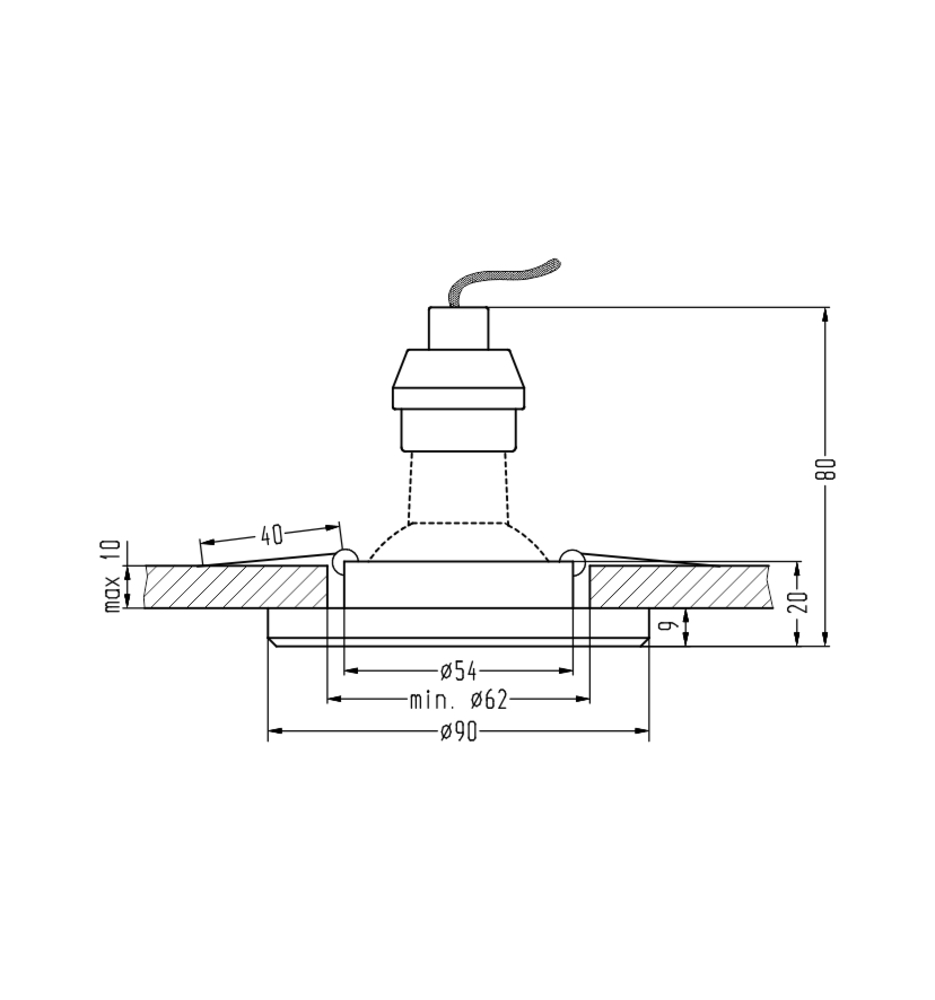 ZESTAW TRZECH OPRAW SS-23 CH/TR+WH GU10 50W+LED SMD 230V BIAŁY 2,1W CHROM OPR. STROP. STAŁA OKRĄGŁA SZKŁO TRANSPARENTNE - obrazek 3