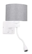 POLO KINKIET 1X40W E27 + 2W LED BIAŁY ABAŻ. OKRĄGŁY SZARY