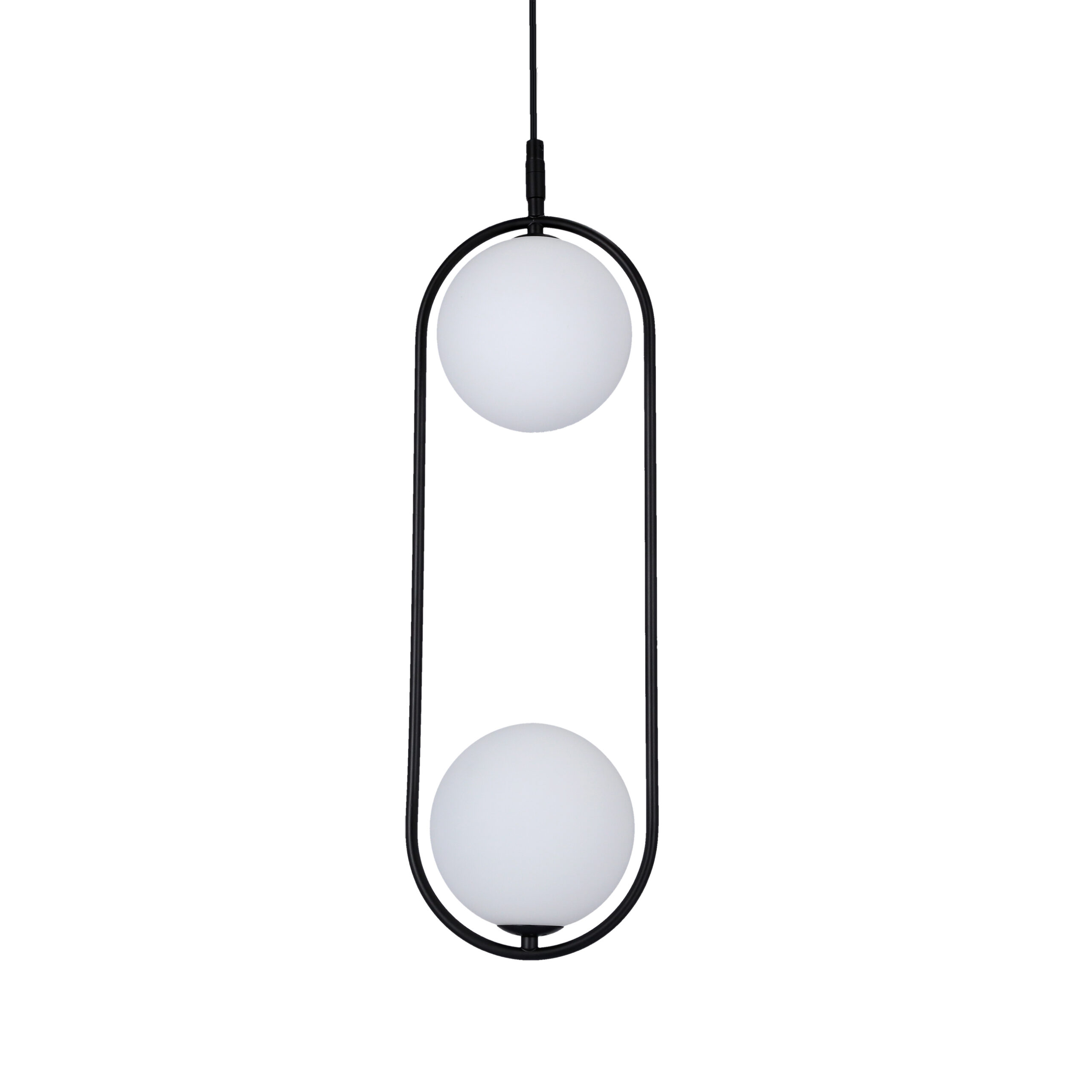 Lampa wisząca CORDEL elegancka - czarna z białymi kloszami kulkami - nowoczesne oświetlenie salonu 2x G9 LED - obrazek 4