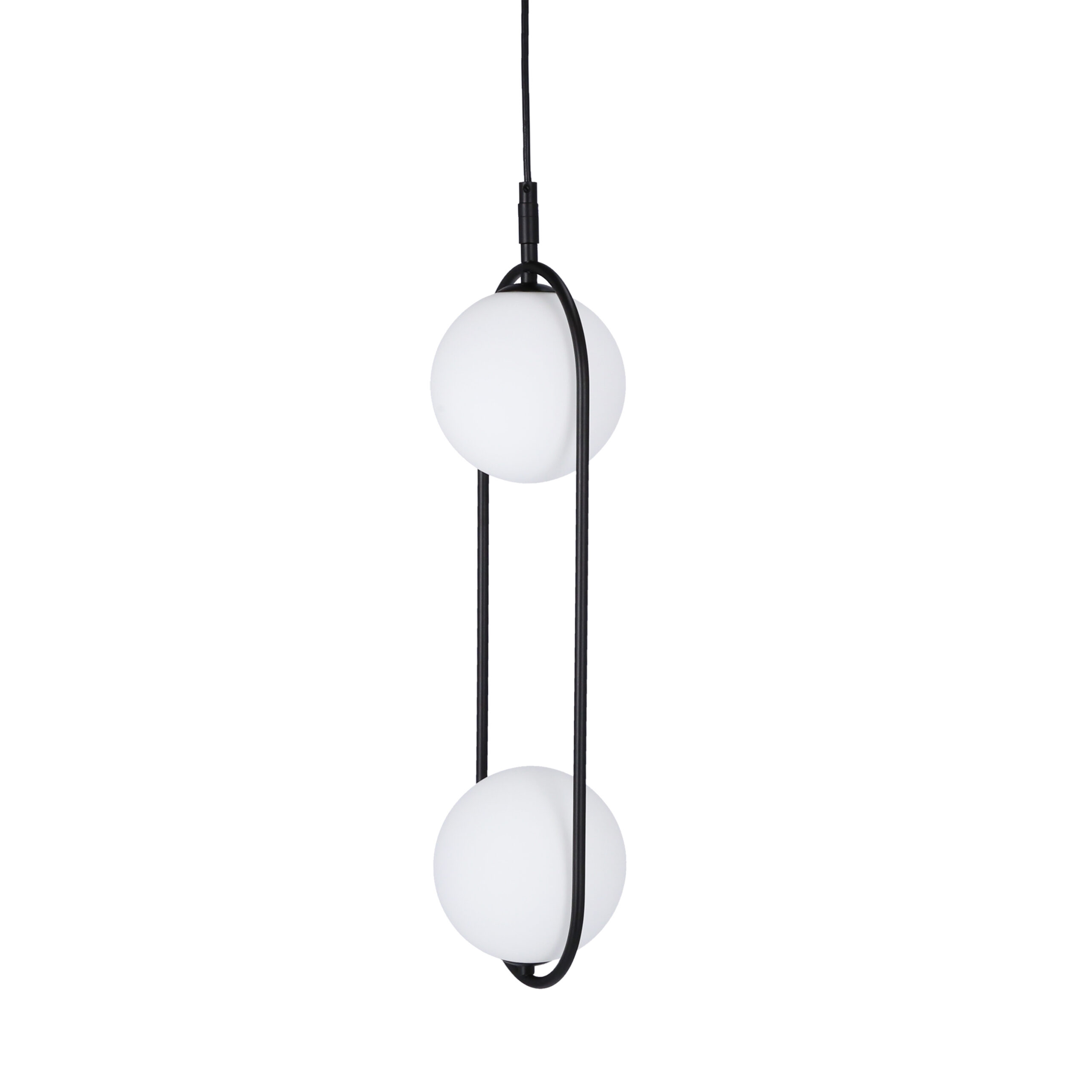 Lampa wisząca CORDEL elegancka - czarna z białymi kloszami kulkami - nowoczesne oświetlenie salonu 2x G9 LED - obrazek 7