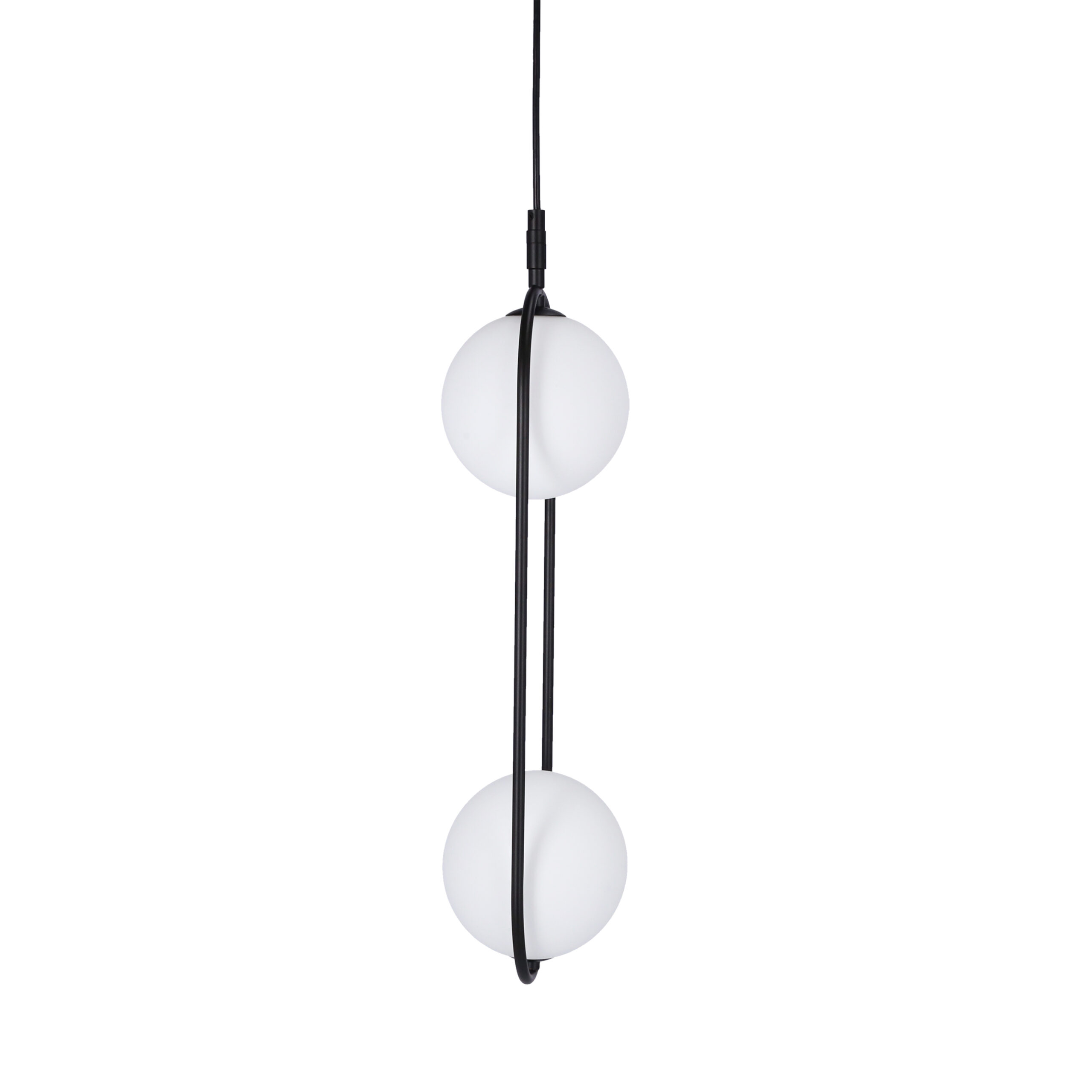 Lampa wisząca CORDEL elegancka - czarna z białymi kloszami kulkami - nowoczesne oświetlenie salonu 2x G9 LED - obrazek 8