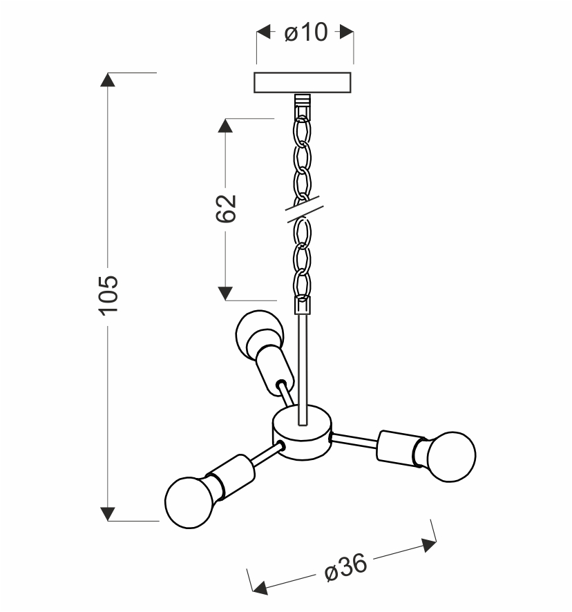 Sparta lampa wisząca czarny 3x60w e27 - obrazek 3