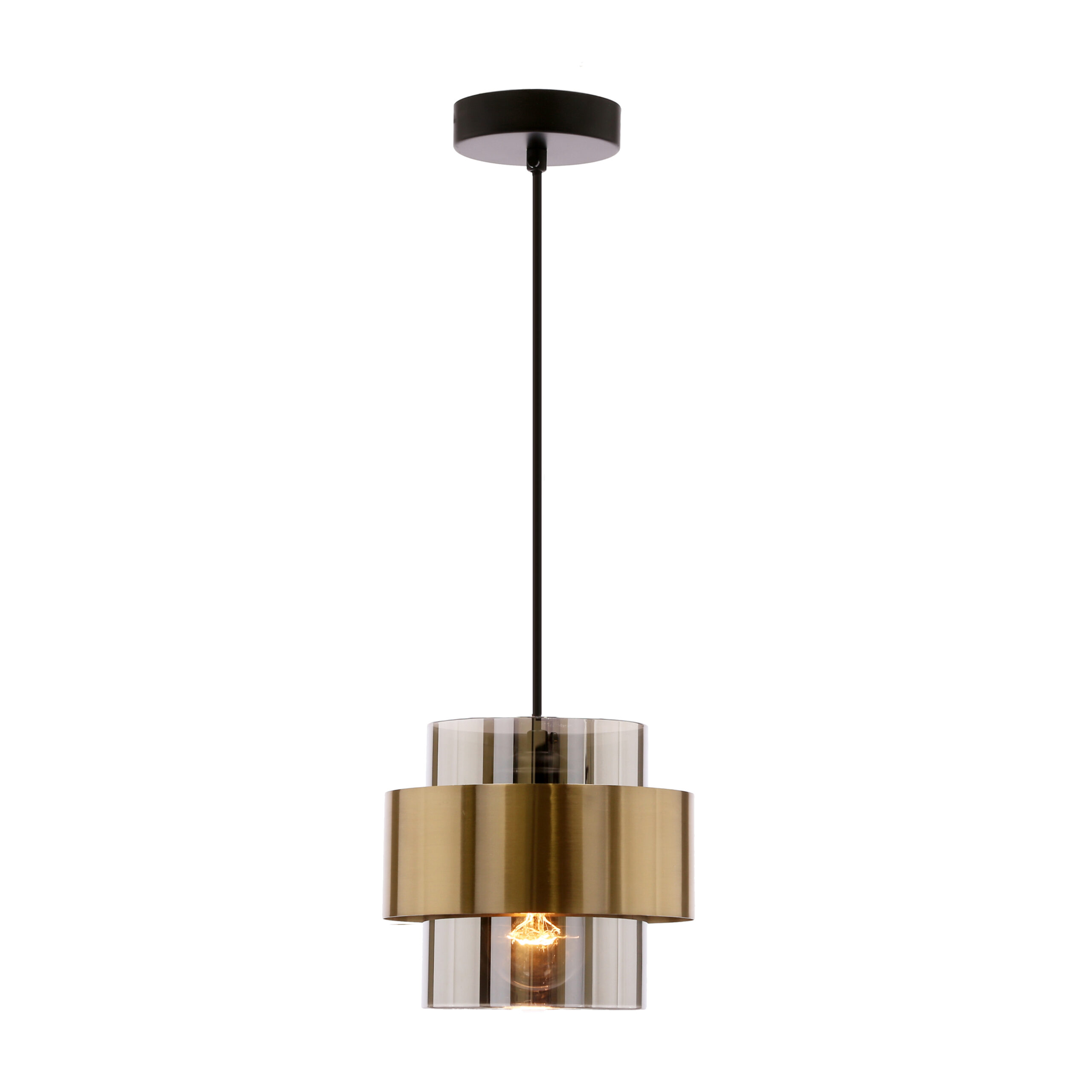 Spiega lampa wisząca czarny+mosiężny 1x60w e27 klosz dymiony - obrazek 3