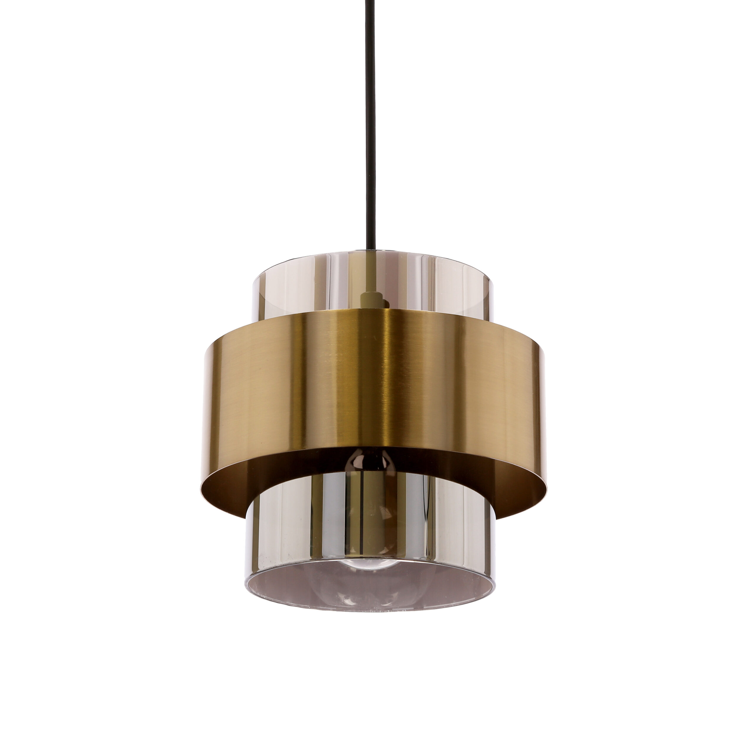 Spiega lampa wisząca czarny+mosiężny 1x60w e27 klosz dymiony - obrazek 4