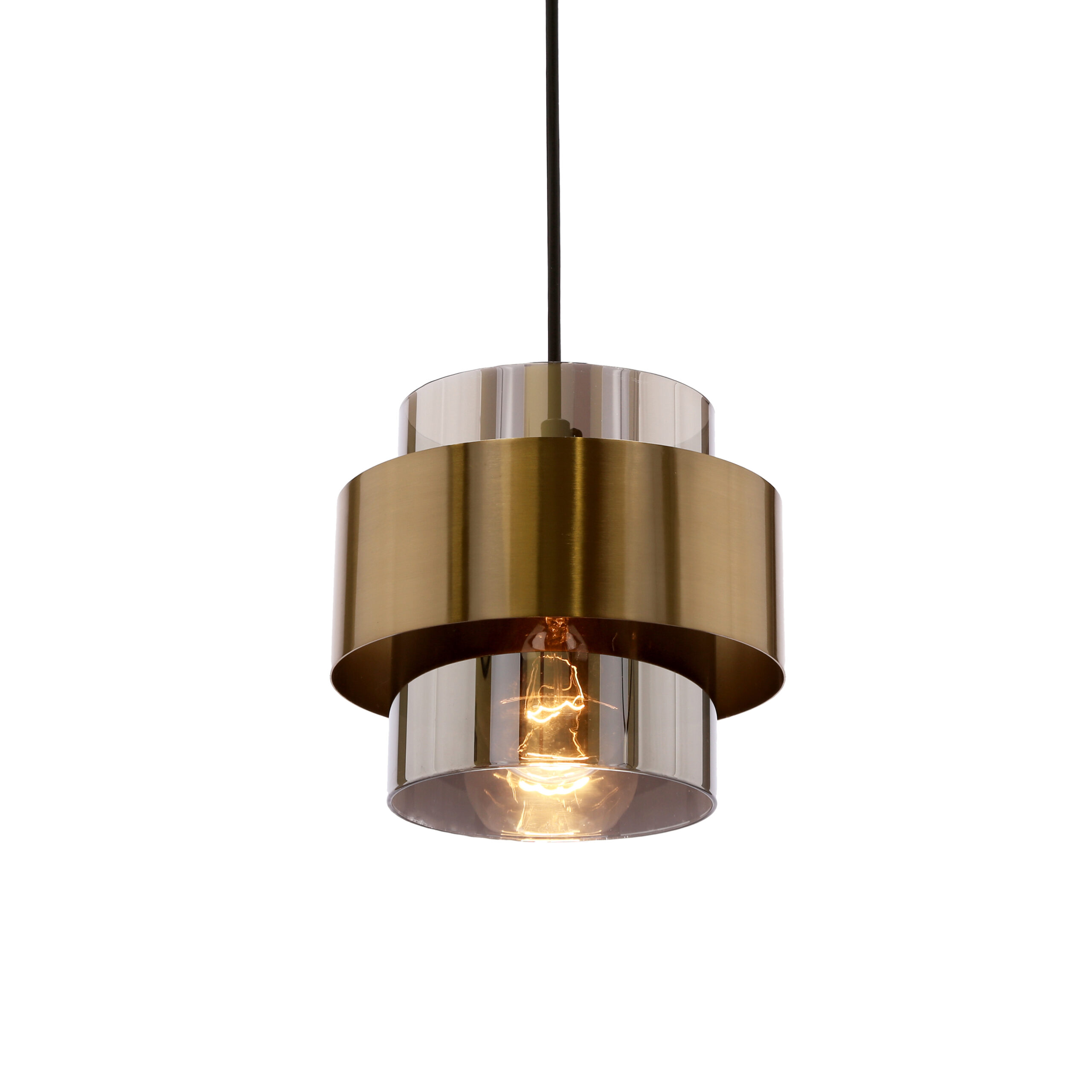 Spiega lampa wisząca czarny+mosiężny 1x60w e27 klosz dymiony - obrazek 5