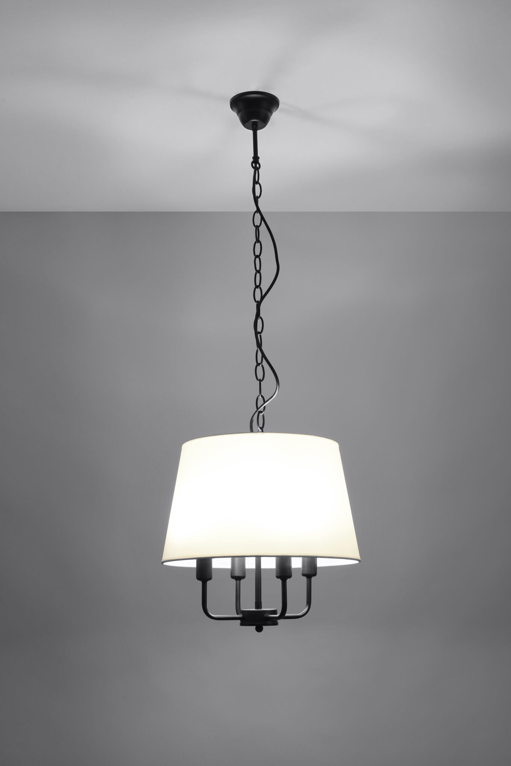 Pasteri lampa wisząca czarny matowy 4x40w e14 abażur beżowy - obrazek 4