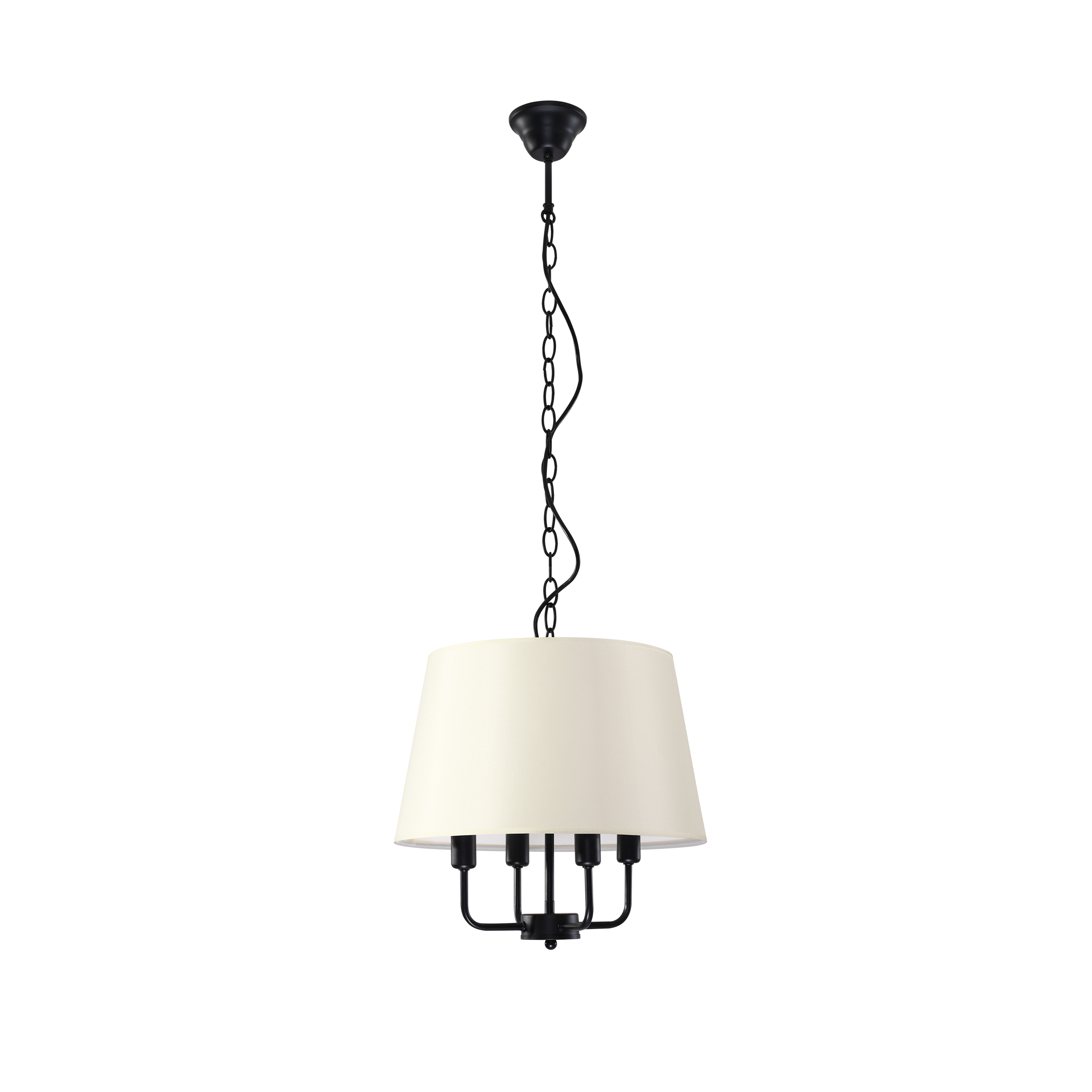 Pasteri lampa wisząca czarny matowy 4x40w e14 abażur beżowy - obrazek 6