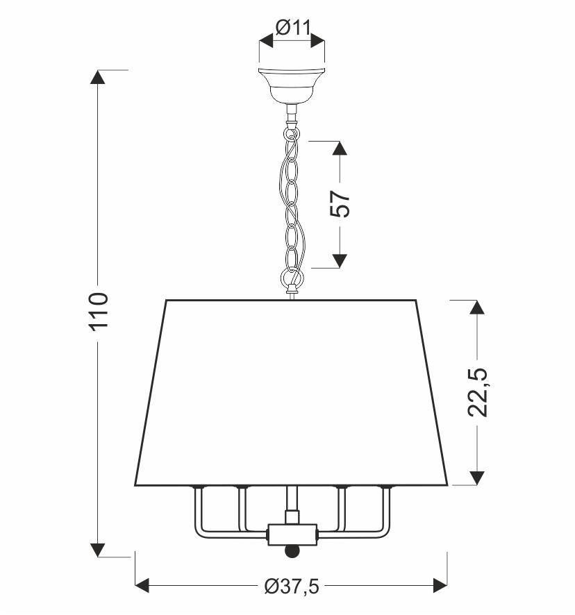 Pasteri lampa wisząca czarny matowy 4x40w e14 abażur beżowy - obrazek 8