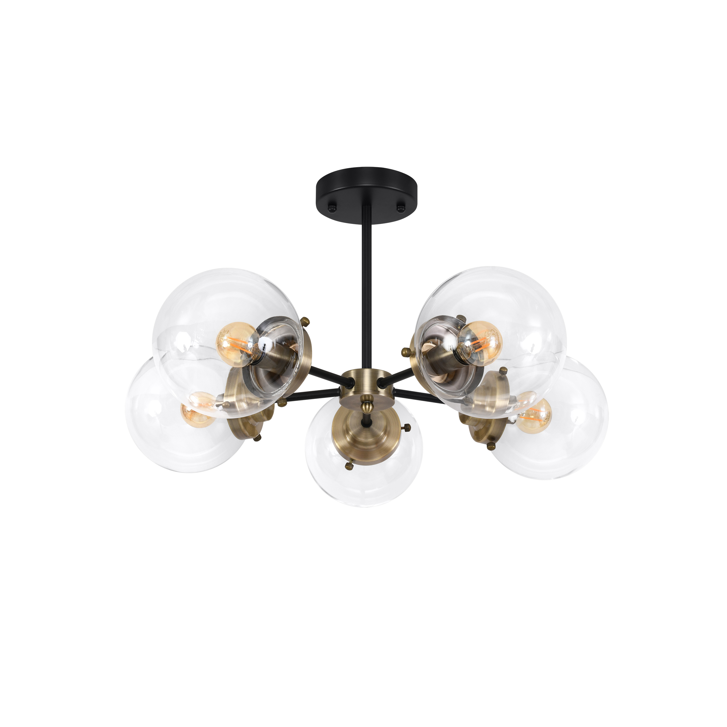 Lens lampa sufitowa czarny+patynowy 5x40w e14 klosz bezbarwny - obrazek 4