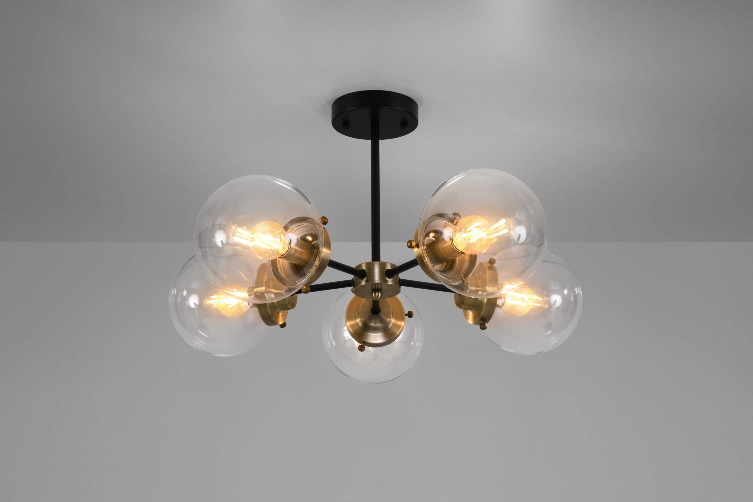 Lens lampa sufitowa czarny+patynowy 5x40w e14 klosz bezbarwny - obrazek 5