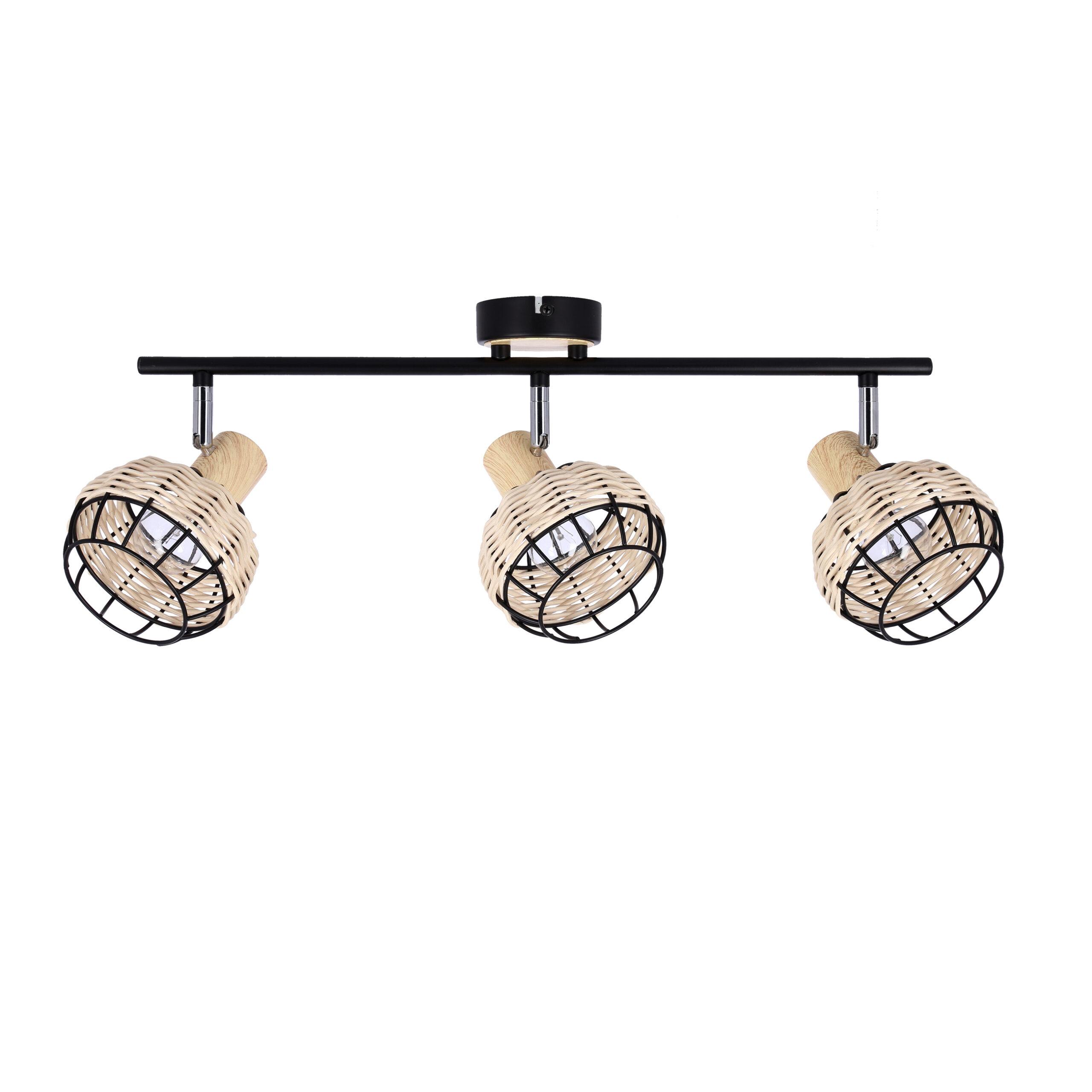 Tajga lampa sufitowa listwa czarny+drewniany 3x40w e14 klosz czarny+drewniany - obrazek 3
