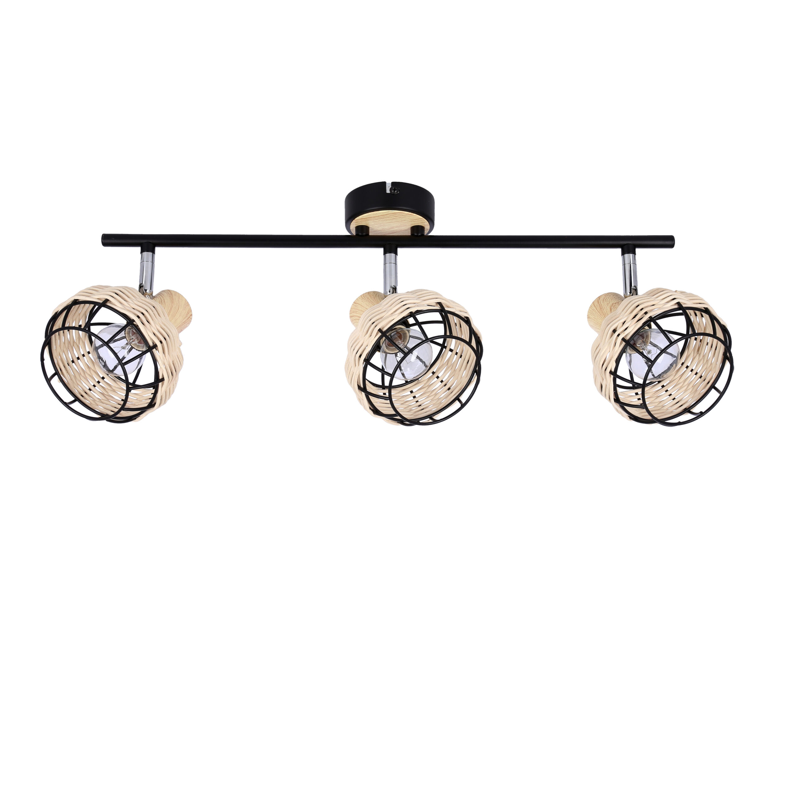 Tajga lampa sufitowa listwa czarny+drewniany 3x40w e14 klosz czarny+drewniany - obrazek 4
