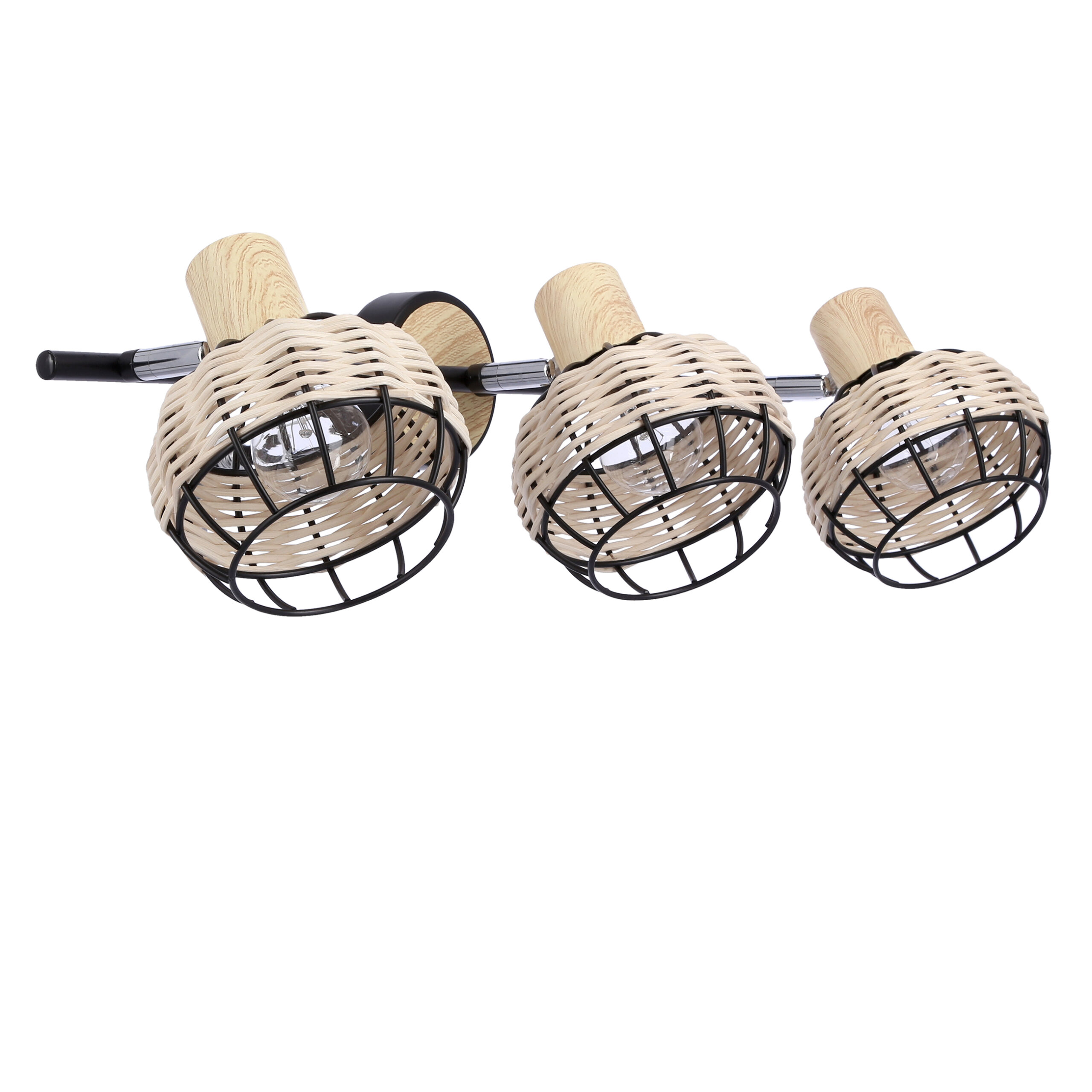Tajga lampa sufitowa listwa czarny+drewniany 3x40w e14 klosz czarny+drewniany - obrazek 7