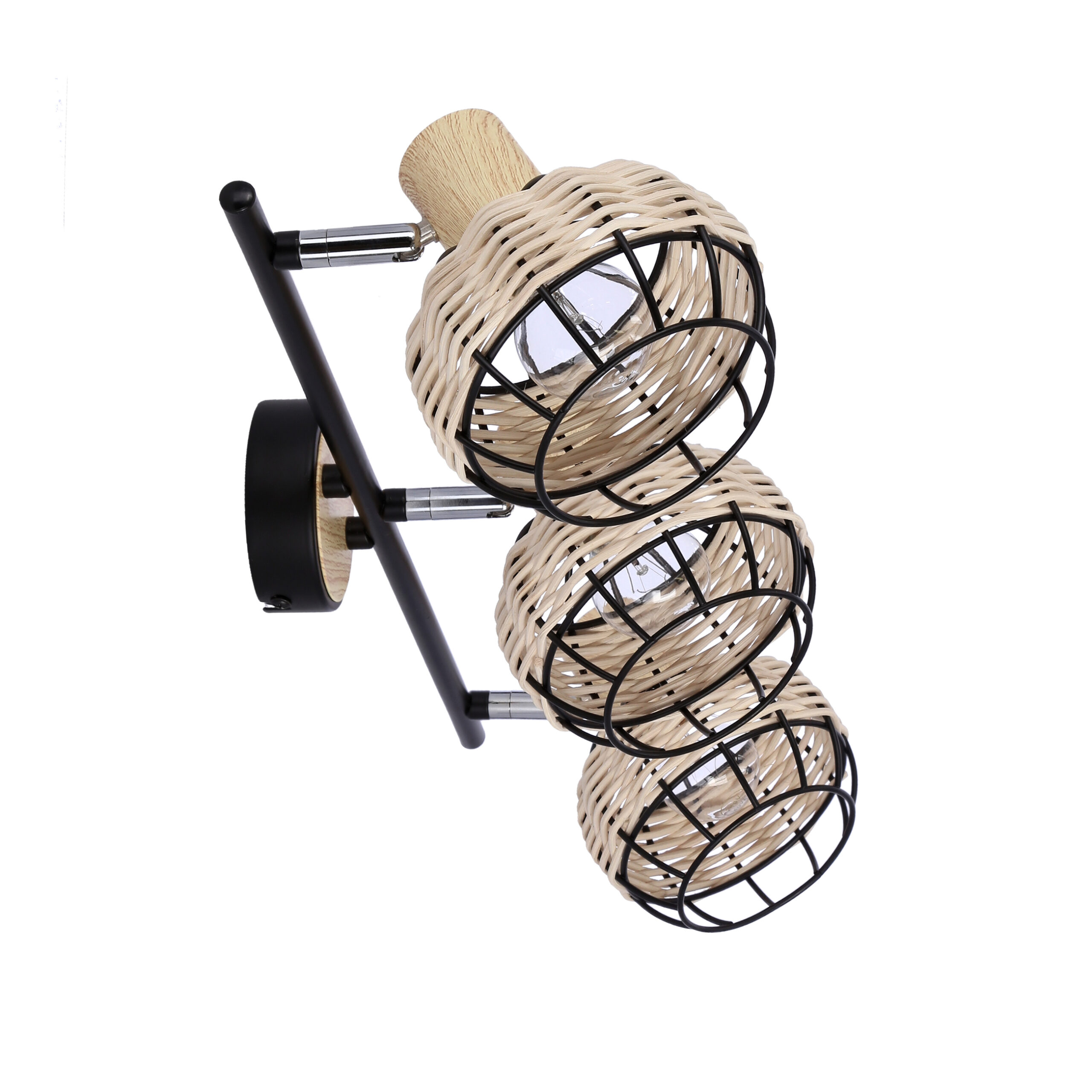 Tajga lampa sufitowa listwa czarny+drewniany 3x40w e14 klosz czarny+drewniany - obrazek 9