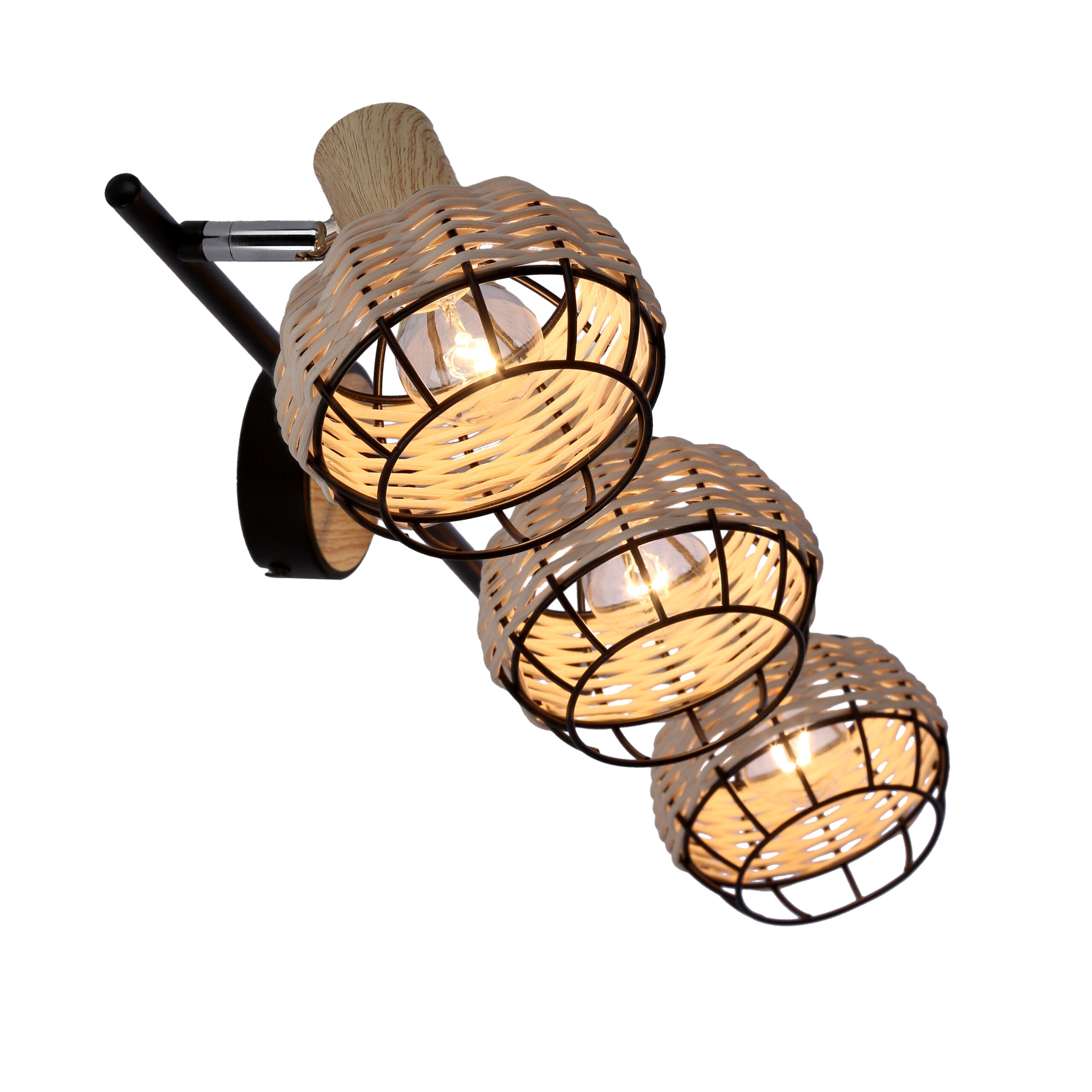 Tajga lampa sufitowa listwa czarny+drewniany 3x40w e14 klosz czarny+drewniany - obrazek 10