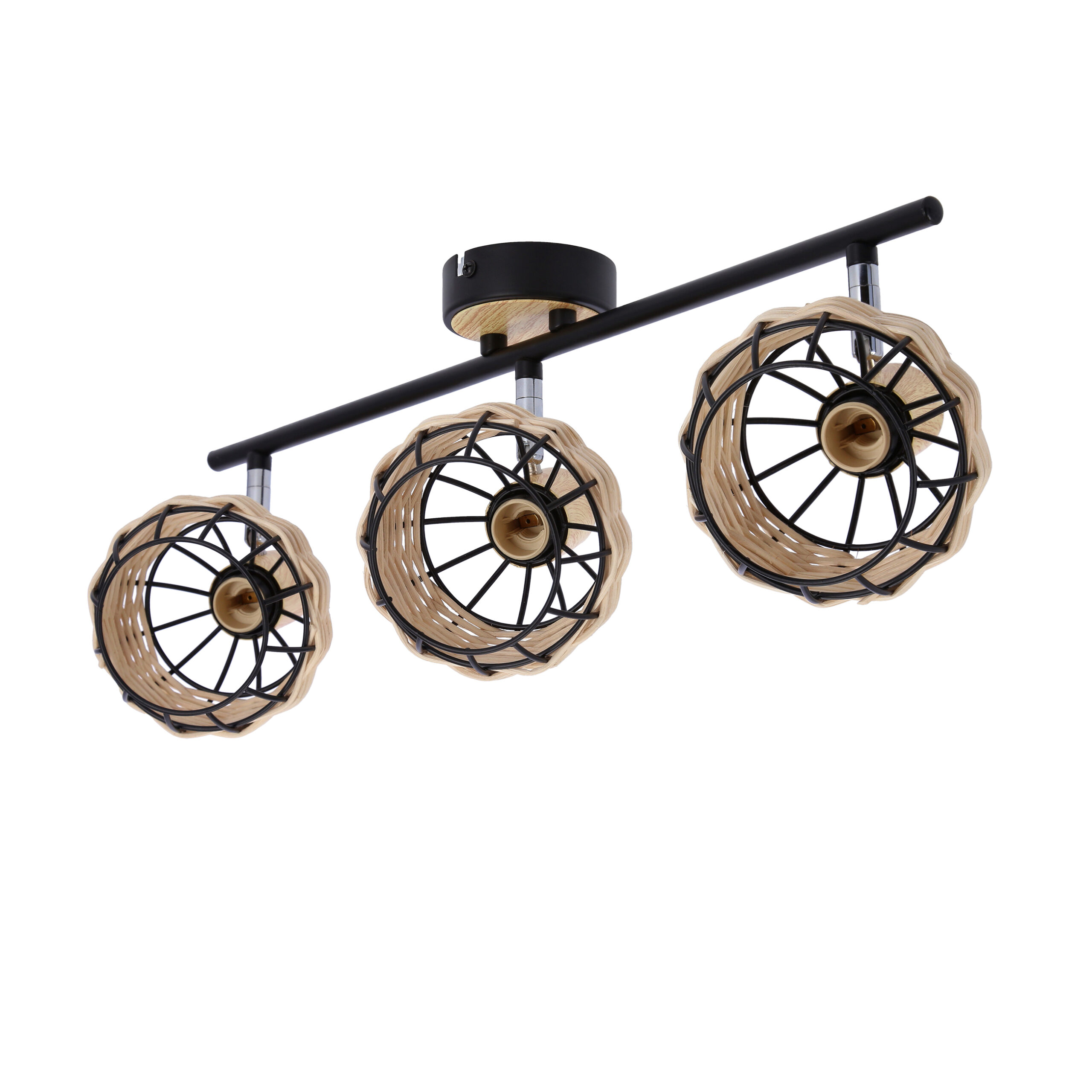 Tajga lampa sufitowa listwa czarny+drewniany 3x40w e14 klosz czarny+drewniany - obrazek 14