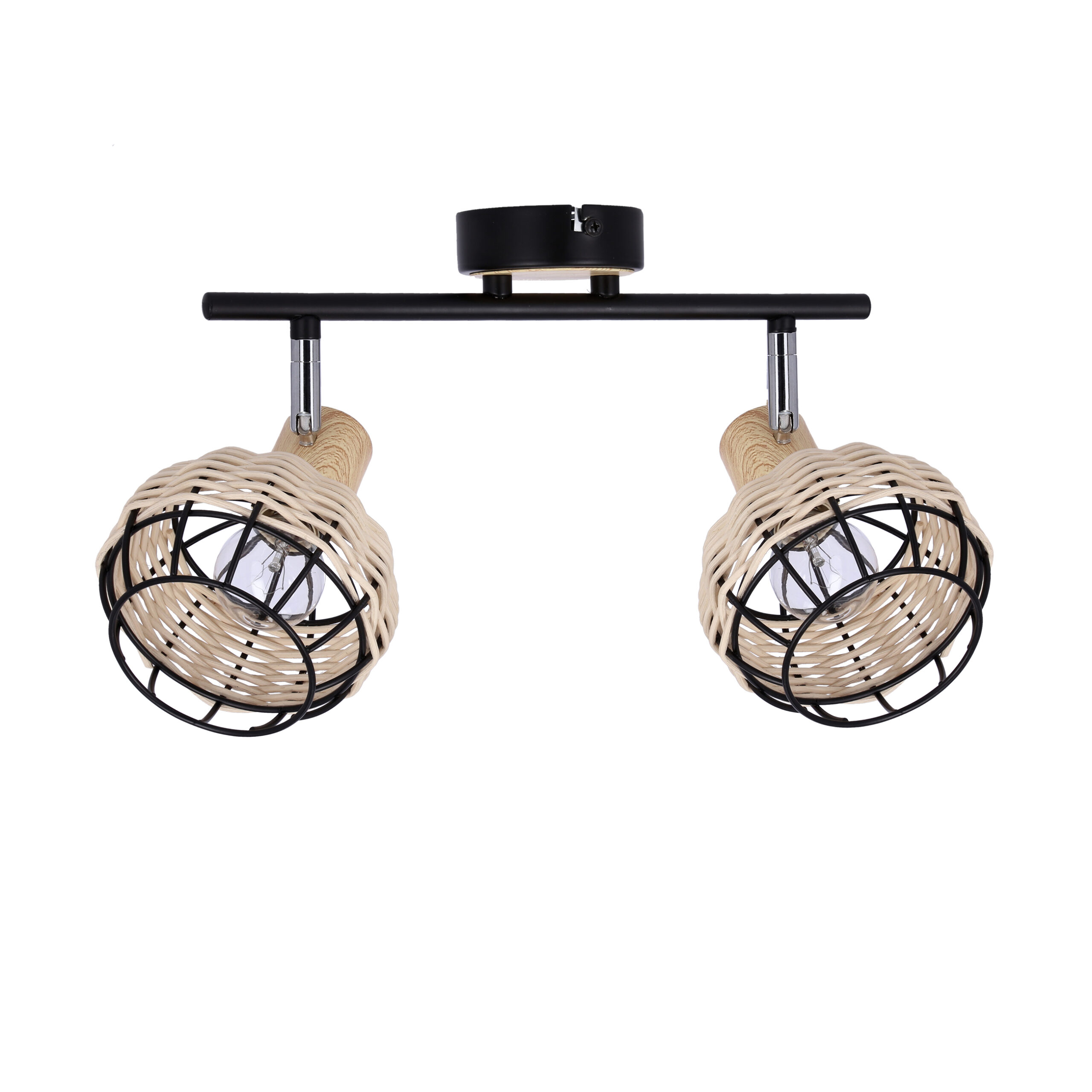 Tajga lampa sufitowa listwa czarny+drewniany 2x40w e14 klosz czarny+drewniany - obrazek 3