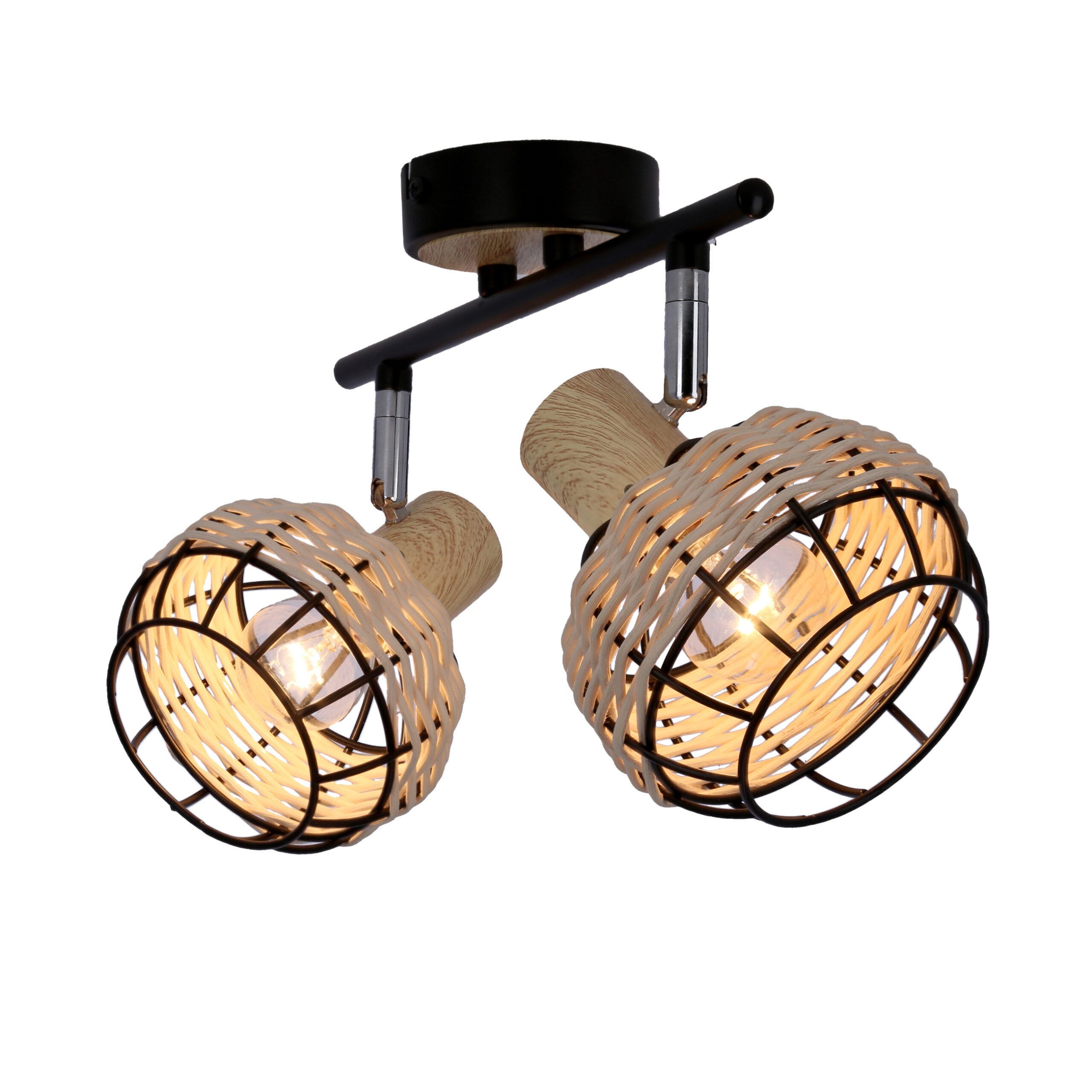 Tajga lampa sufitowa listwa czarny+drewniany 2x40w e14 klosz czarny+drewniany - obrazek 6
