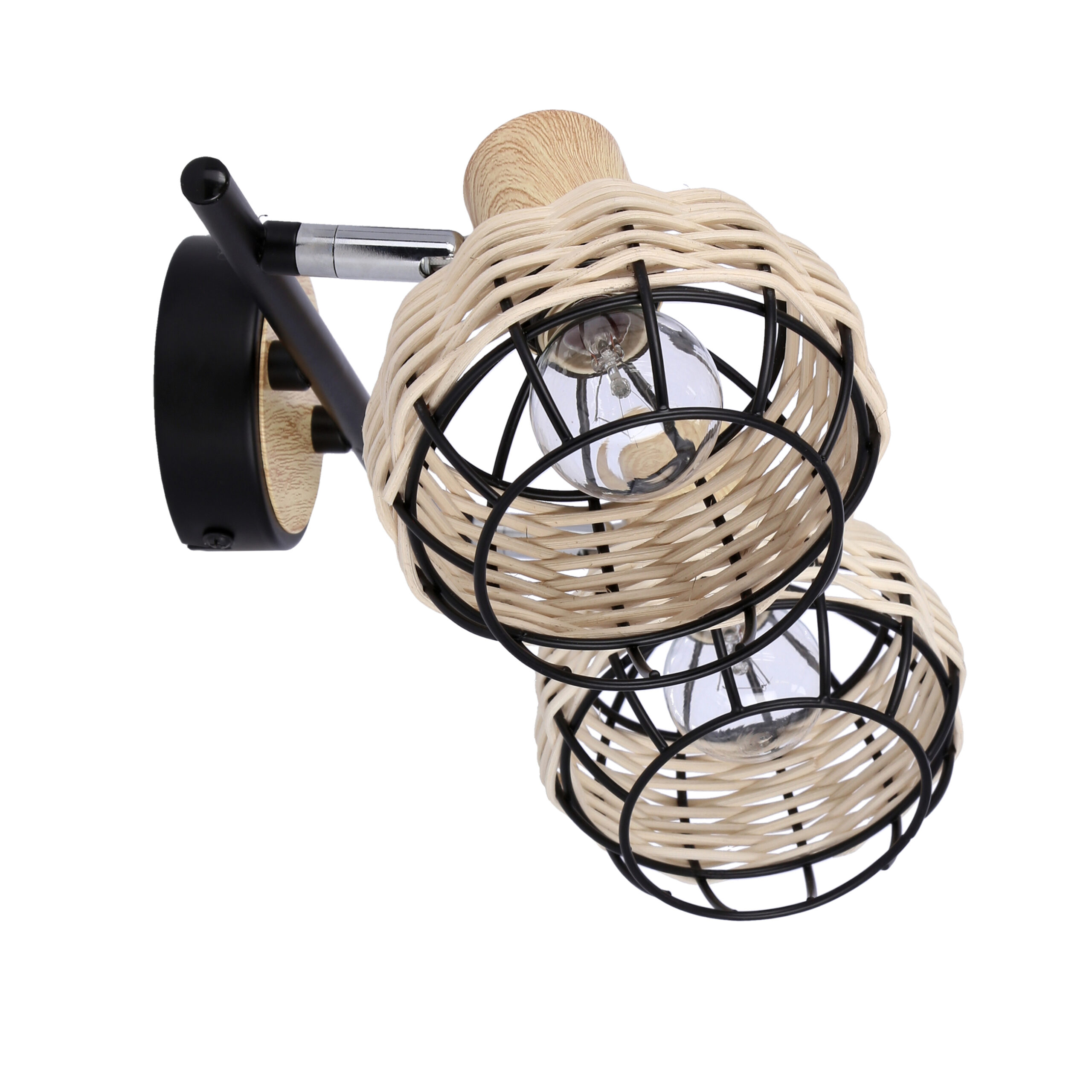 Tajga lampa sufitowa listwa czarny+drewniany 2x40w e14 klosz czarny+drewniany - obrazek 7