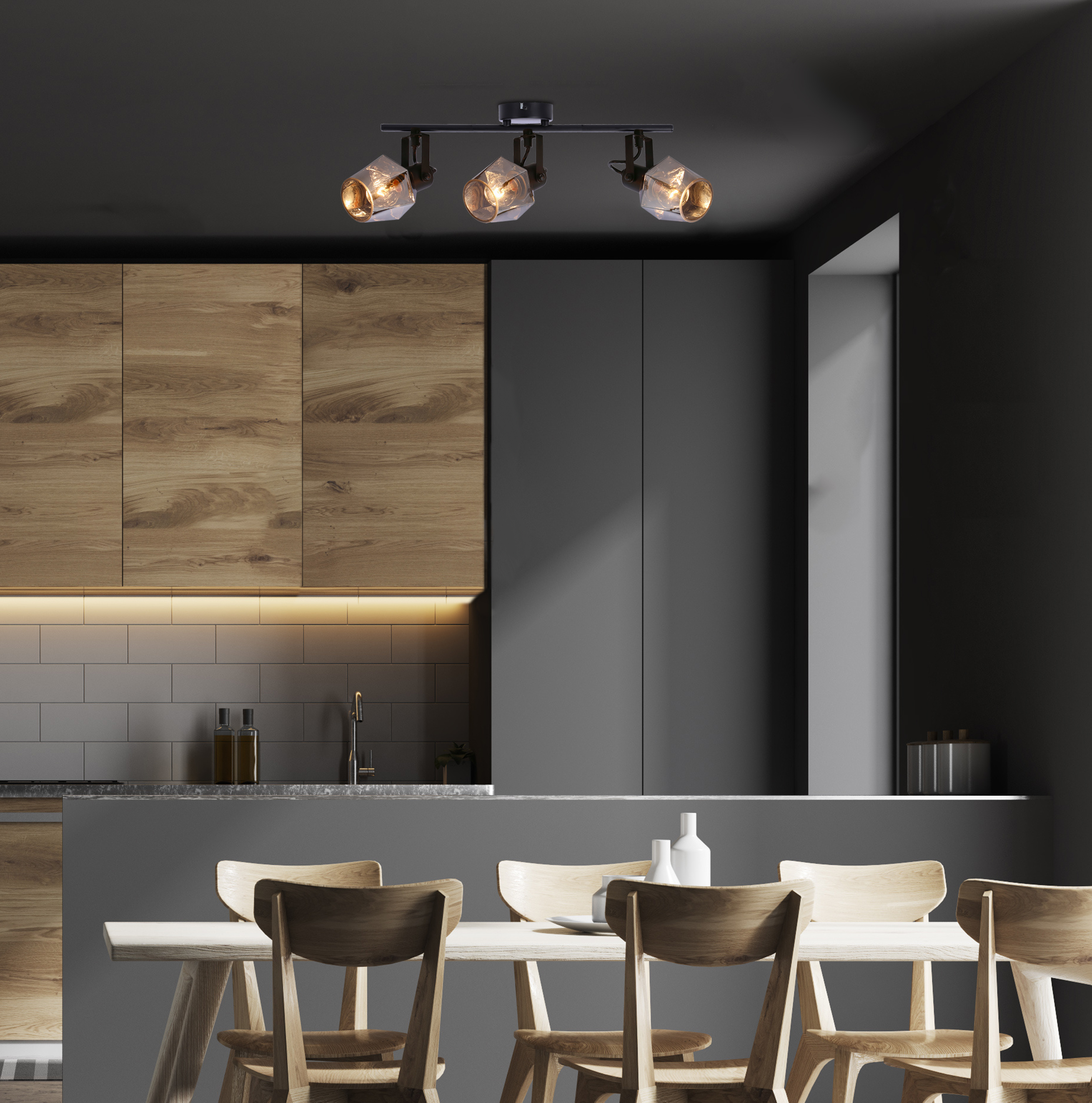 Randi lampa sufitowa listwa czarny matowy 3x15w e14 klosz dymiony - obrazek 13