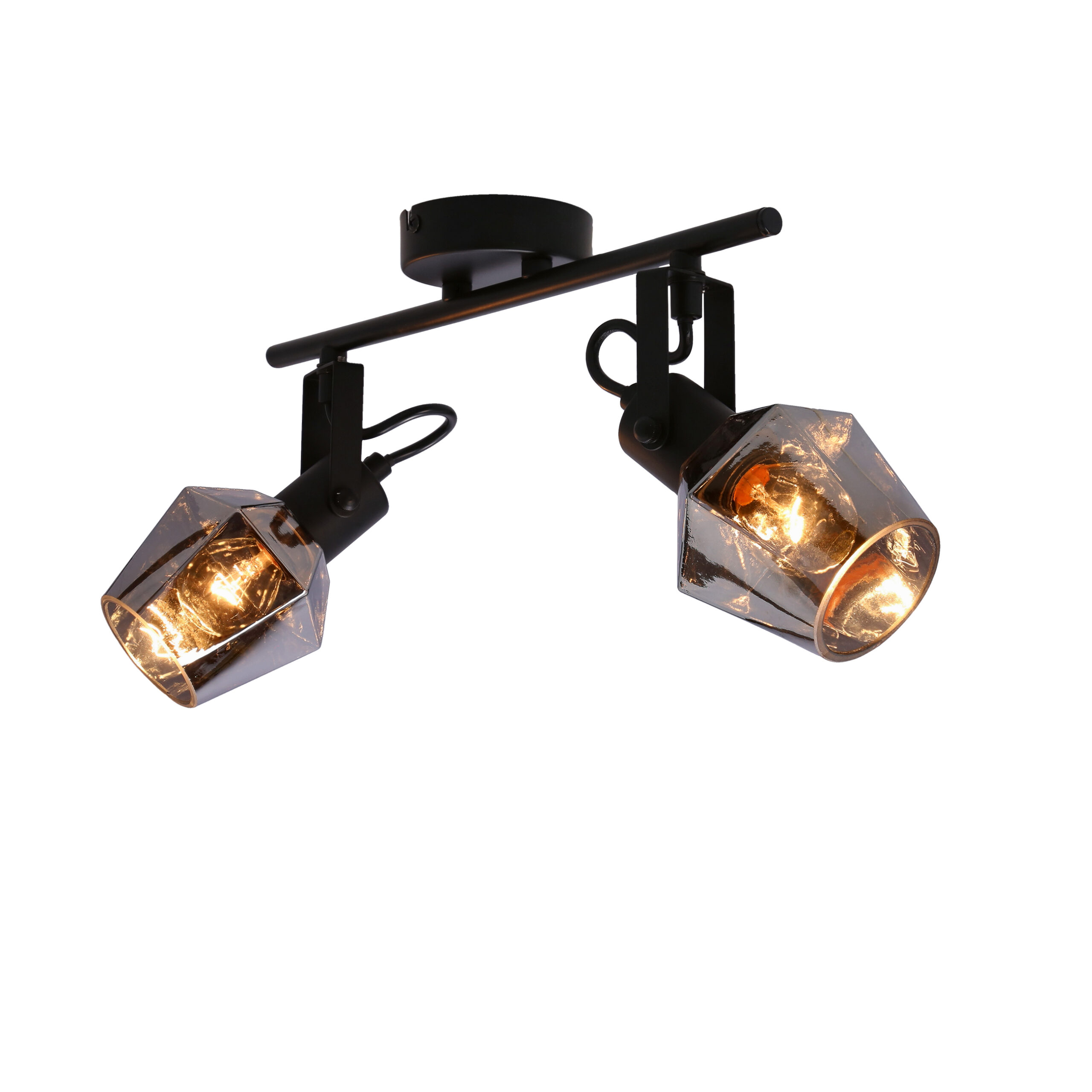 Randi lampa sufitowa listwa czarny matowy 2x15w e14 klosz dymiony - obrazek 5