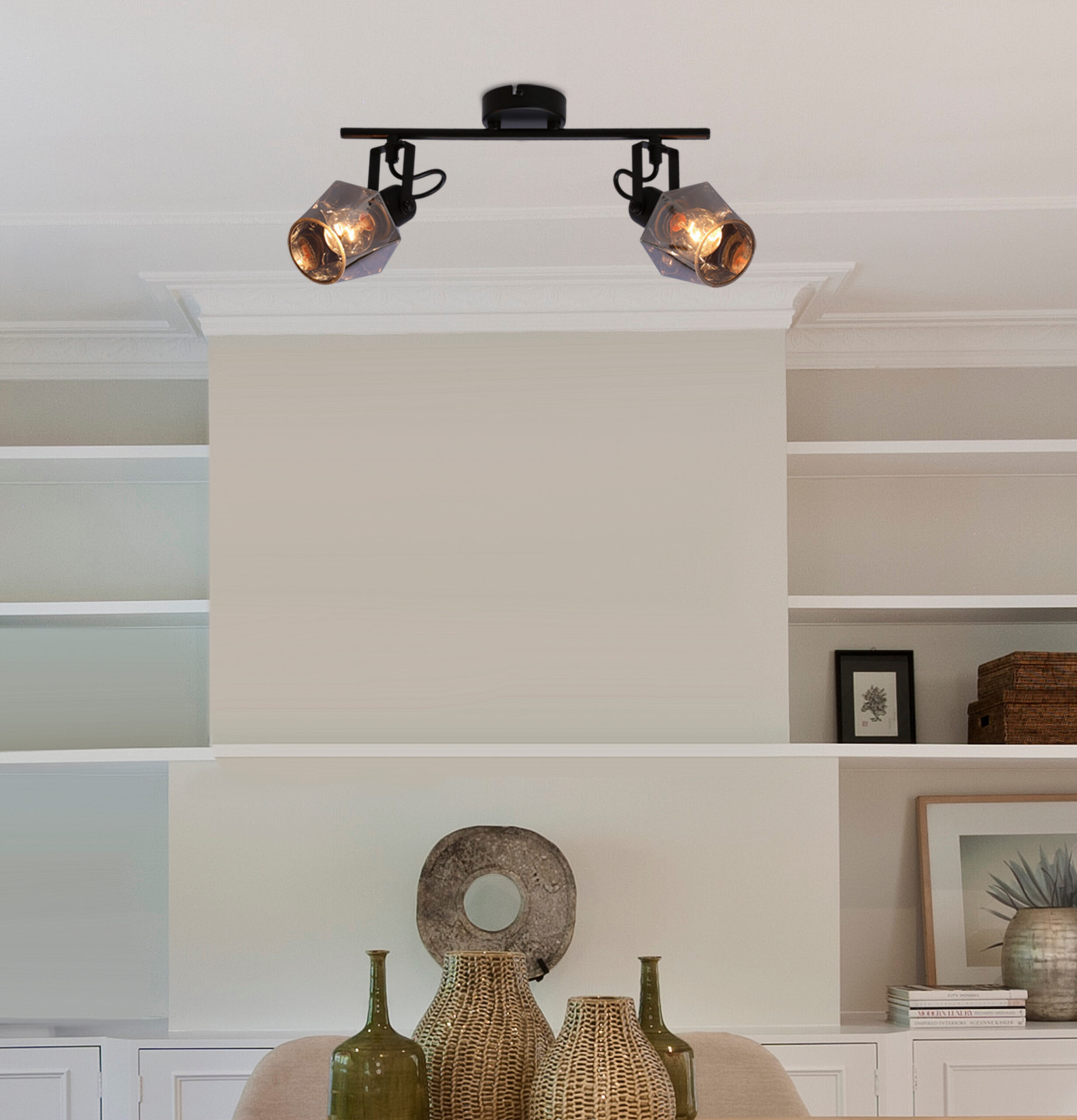 Randi lampa sufitowa listwa czarny matowy 2x15w e14 klosz dymiony - obrazek 9
