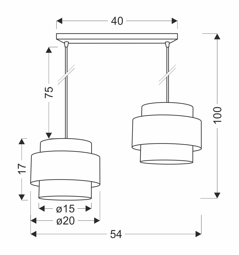 Benta lampa wisząca czarny 2x40w e27 abażur czarny+kremowy - obrazek 4