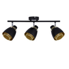 Aleksandria lampa sufitowa listwa czarny 3x40w e14 klosz czarny+złoty