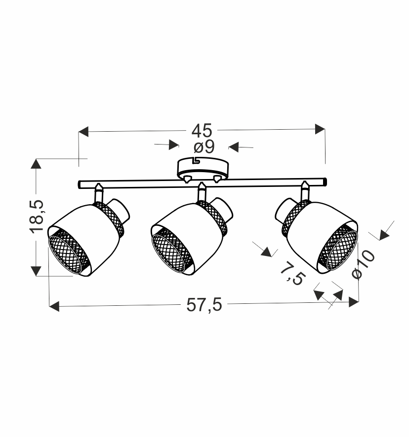 Aleksandria lampa sufitowa listwa czarny 3x40w e14 klosz czarny+złoty - obrazek 4