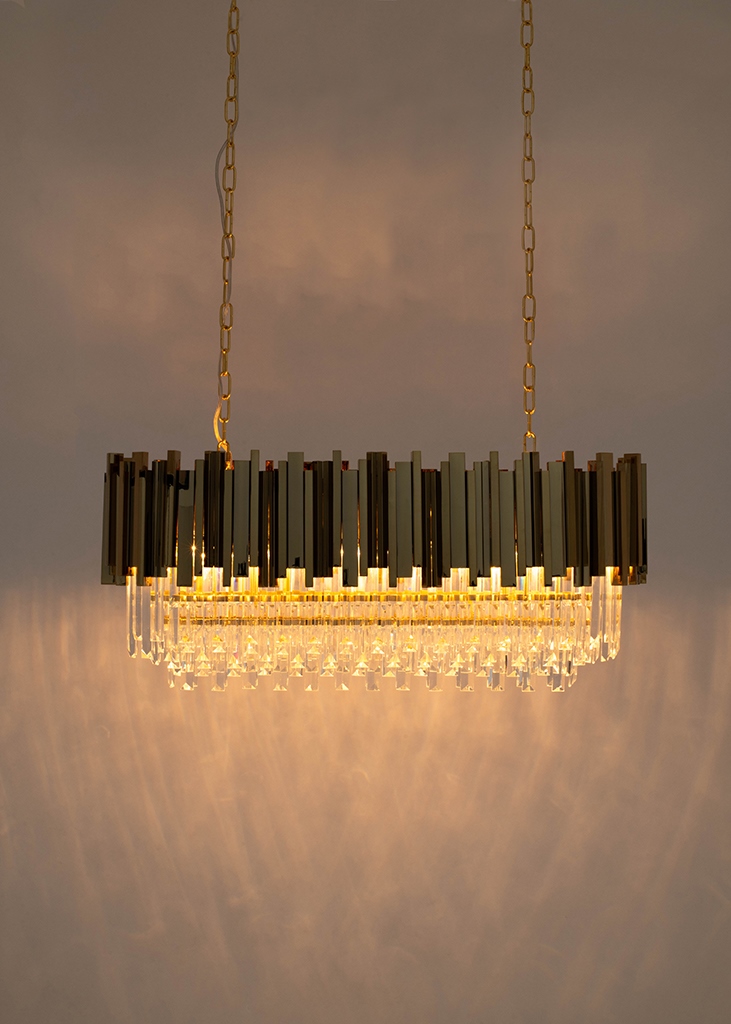 Lampa wisząca IMPERIAL LONG GOLD 90 - stal, kryształ - obrazek 6