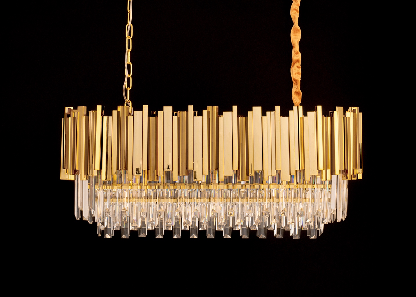 Lampa wisząca IMPERIAL LONG GOLD 90 - stal, kryształ - obrazek 7