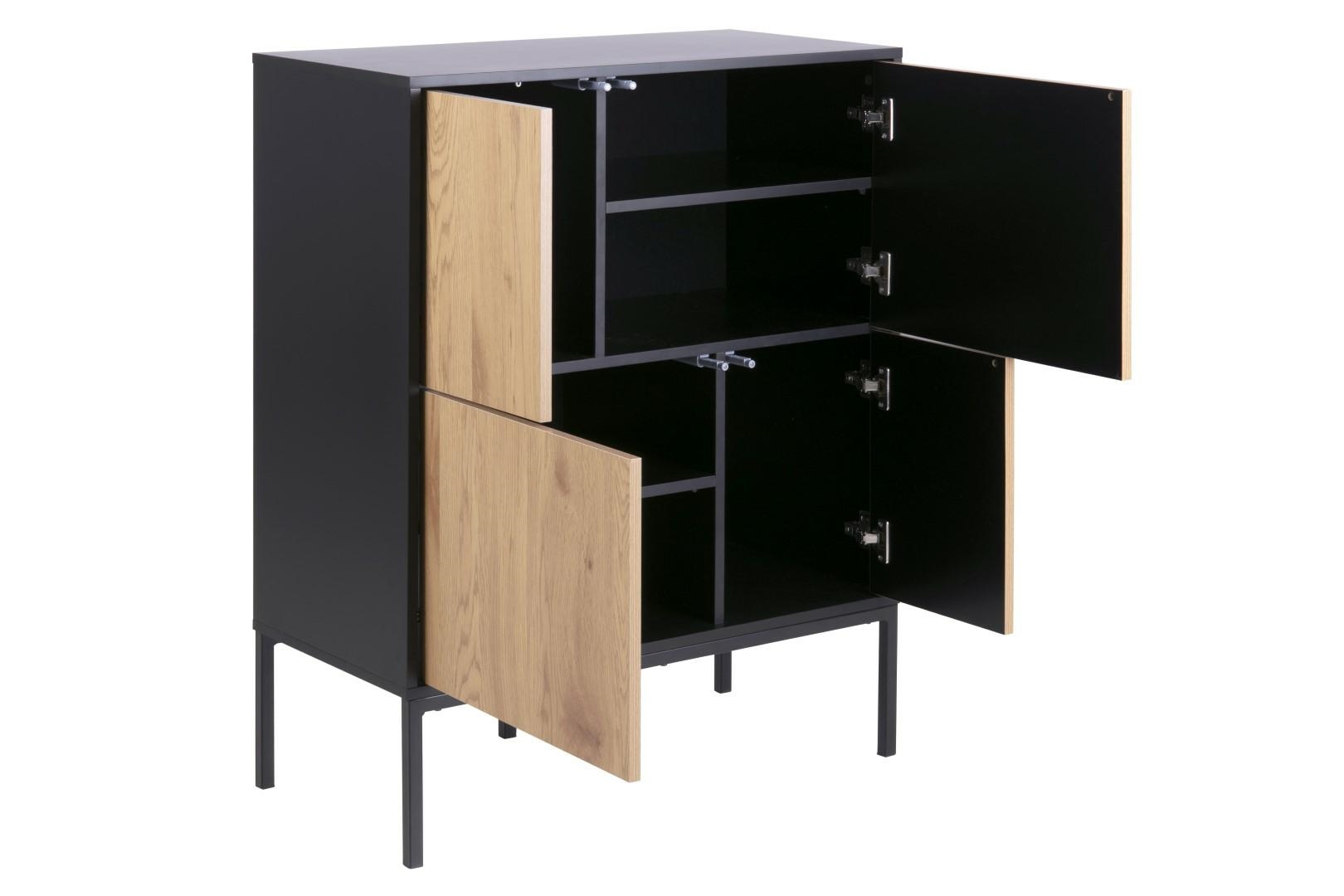 Komoda Seaford IV czarna dąb naturalny - obrazek 3