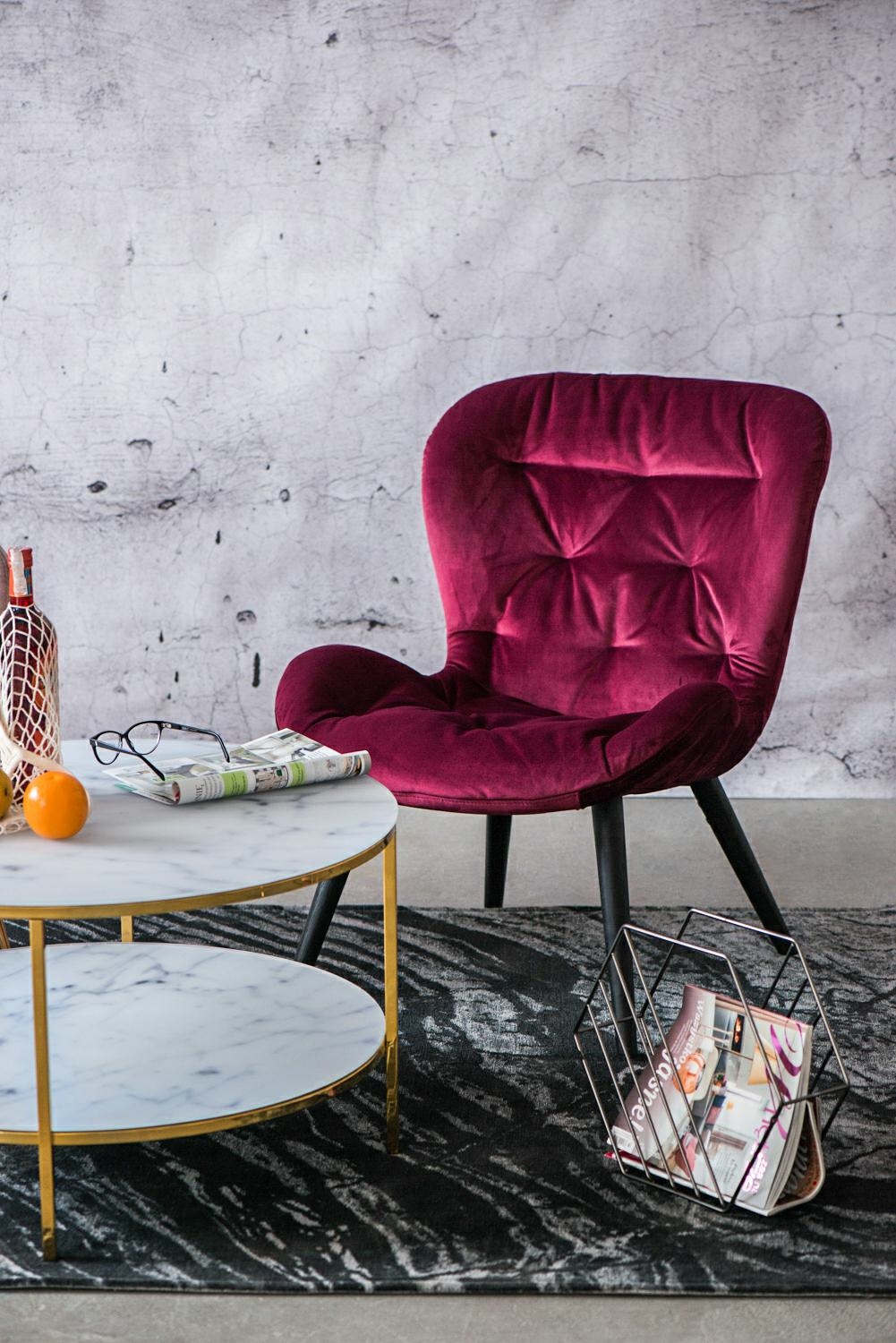 Stolik kawowy Alisma okrągły z półką Mar able/Gold - obrazek 5