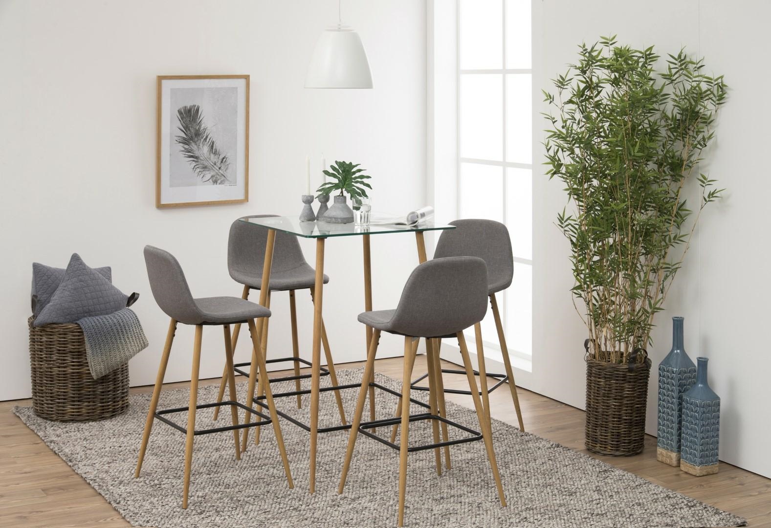 Stołek barowy Wilma wysoki szary jasny/ dąb - obrazek 7