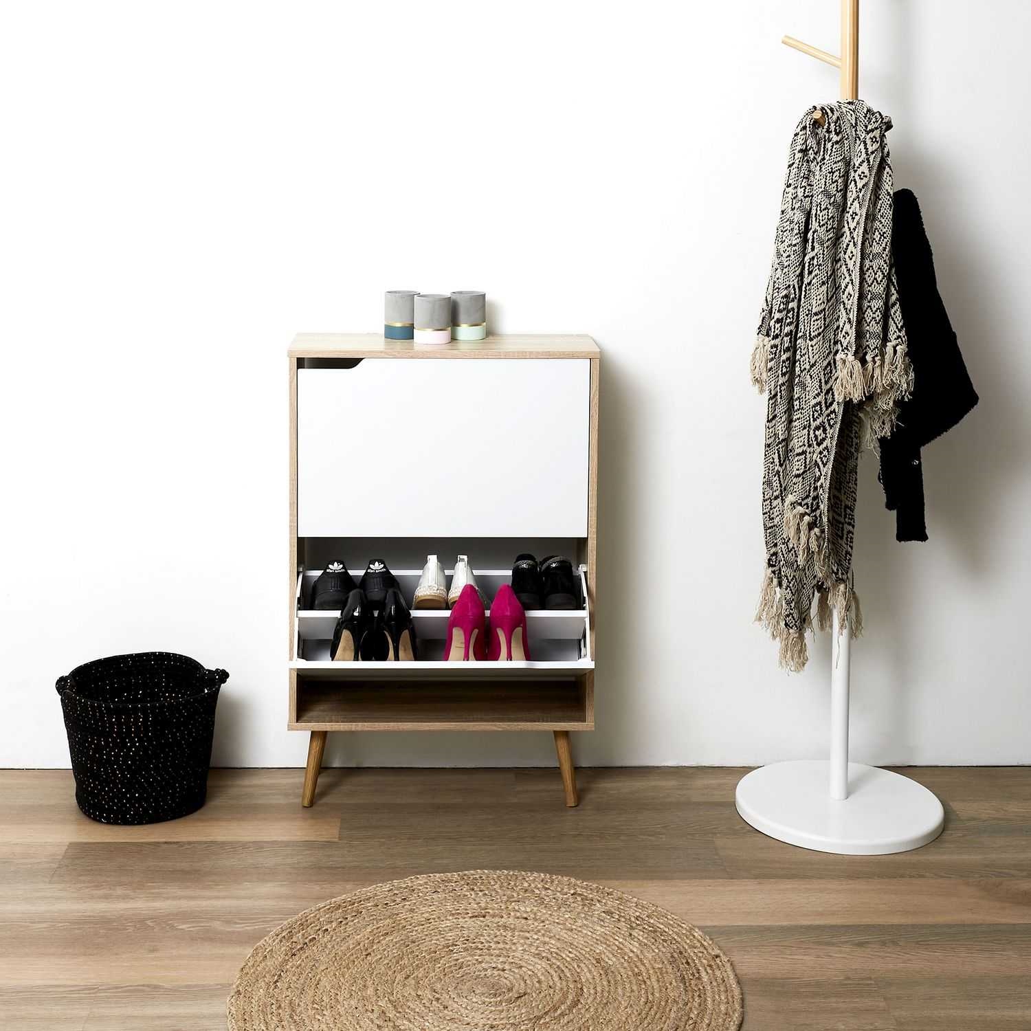 Szafka na buty Sabana biała/naturalna - obrazek 6
