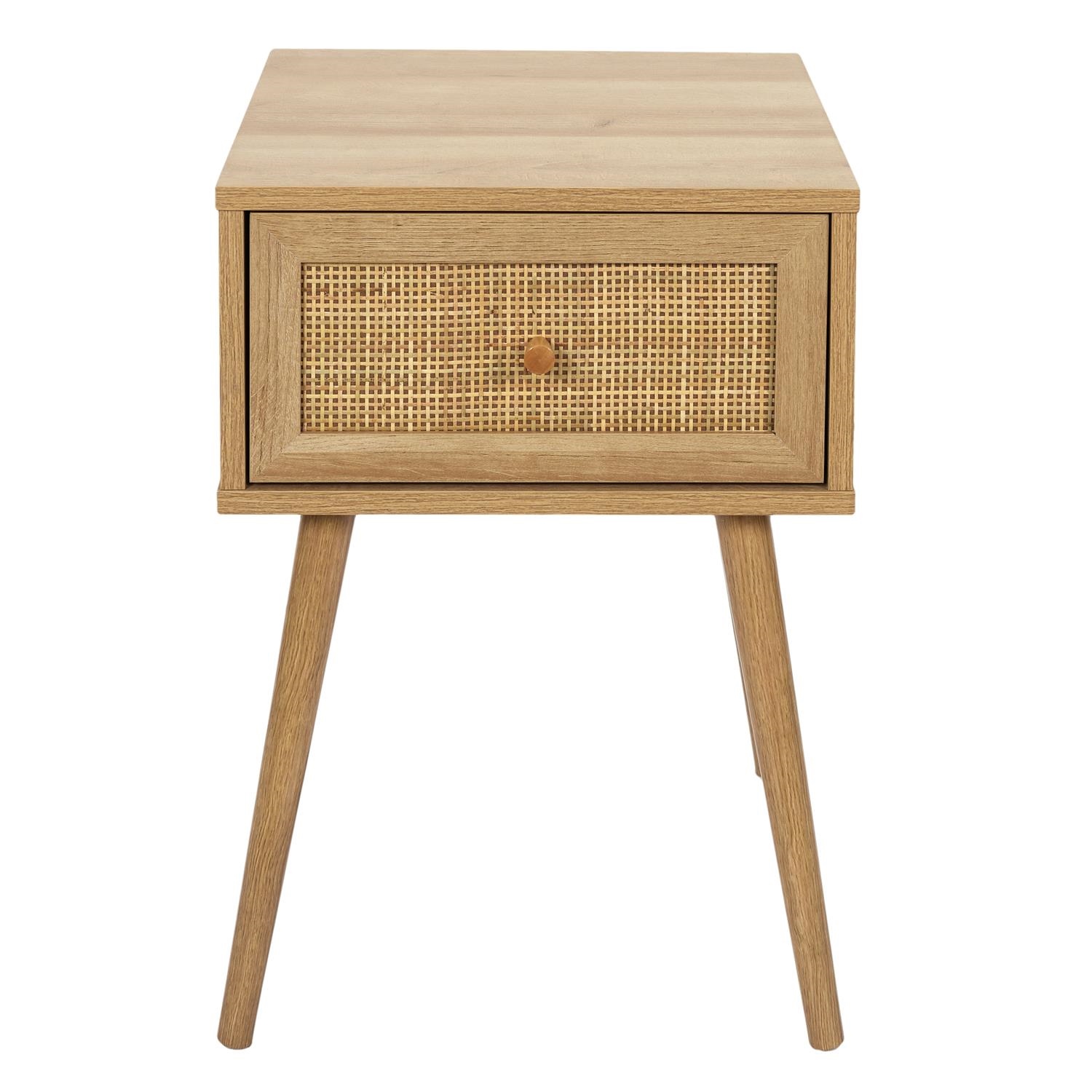 Szafka nocna naturalna Bali boho z plecionym frontem na nóżkach 34 cm - obrazek 10