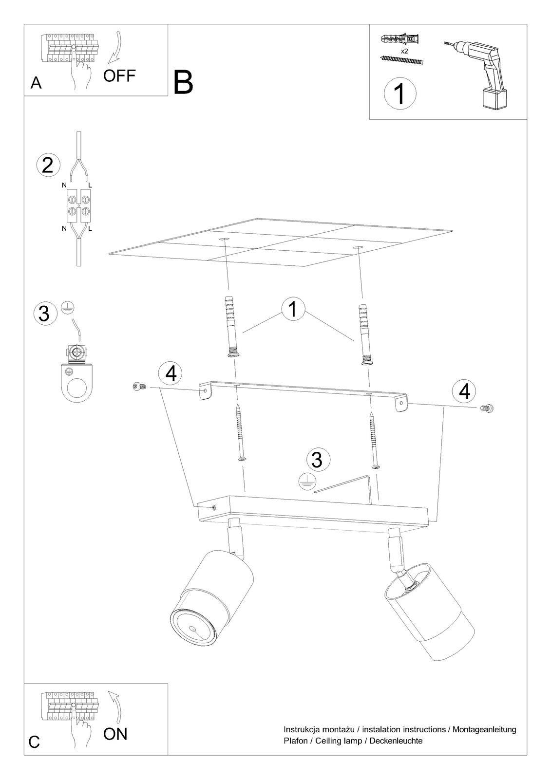 Plafon NERO 2 czarny/chrom - obrazek 6