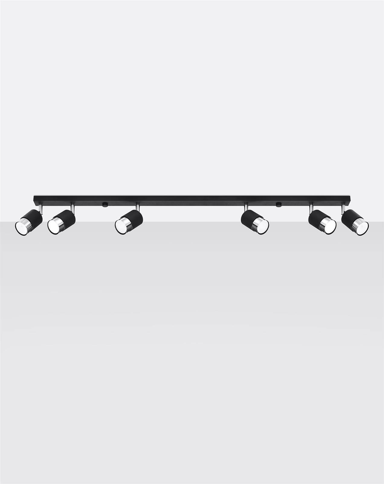 Plafon NERO 6 czarny/chrom